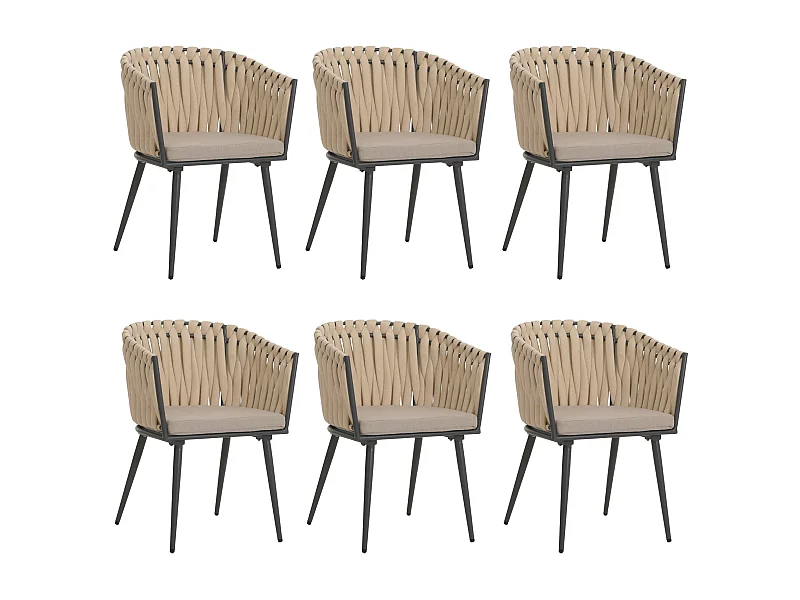 Cadeira de jantar MCW-N38 (conjunto de 6),  almofada creme castanho claro