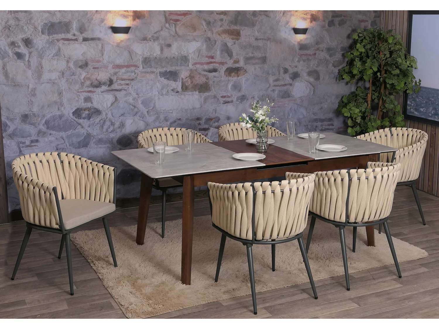 Silla de comedor MCW-N38 (juego de 6),  cojín crema marrón claro