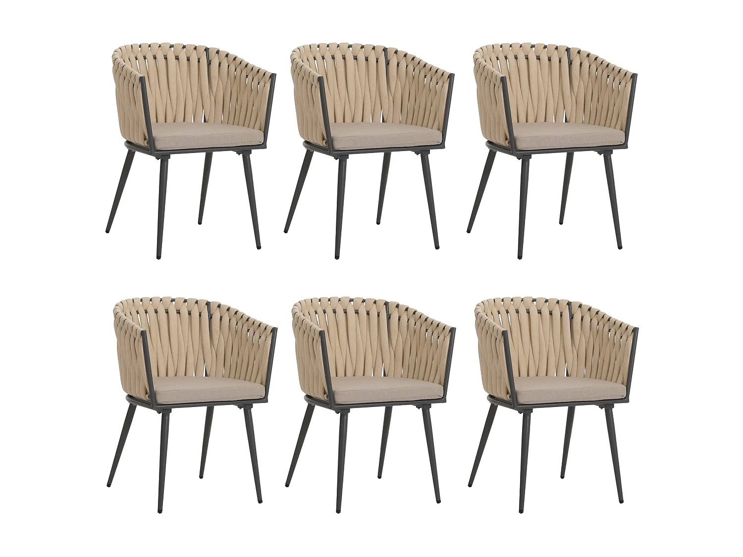 Eetkamerstoel MCW-N38 (set van 6),  crème kussen lichtbruin