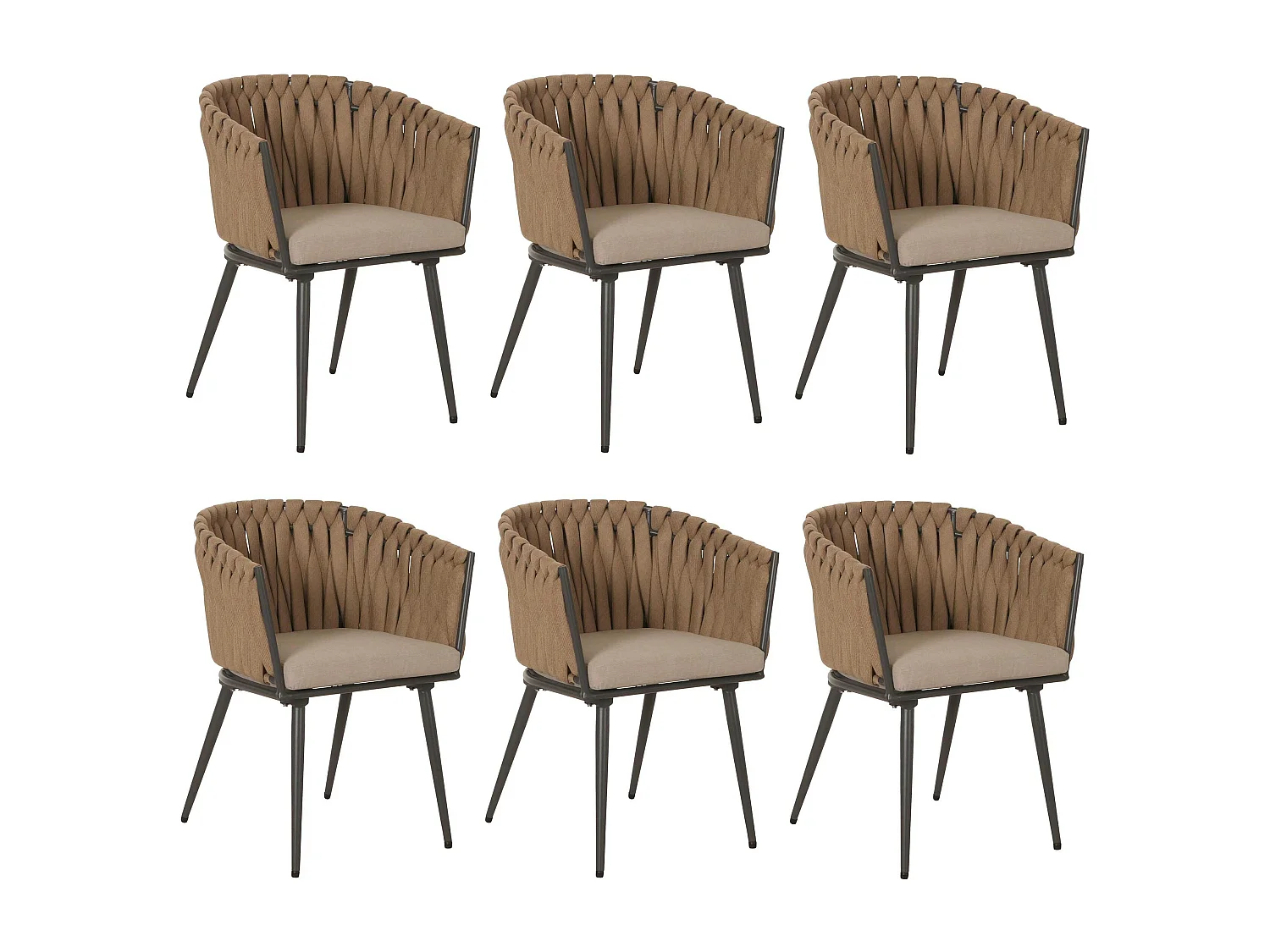 Chaise de salle à manger MCW-N38 (lot de 6),  beige Coussin marron clair