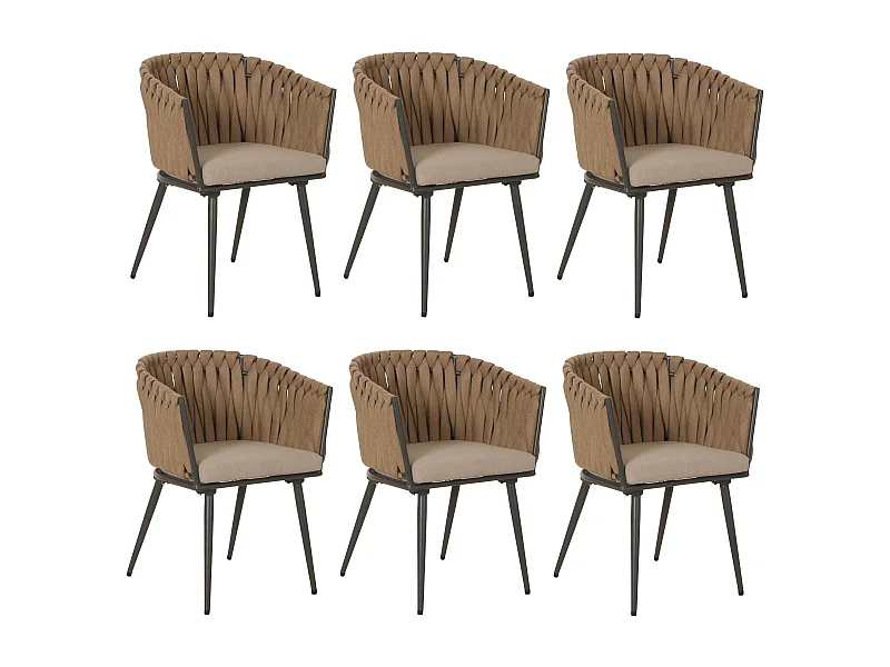 Chaise de salle à manger MCW-N38 (lot de 6),  beige Coussin marron clair