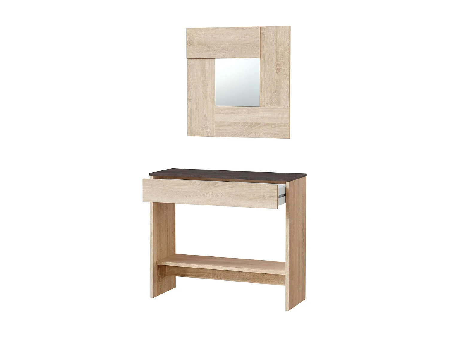 Mobile ingresso con cassetto ripiano e specchio ROVERE 92 X 33 X 79 cm 0X6741F