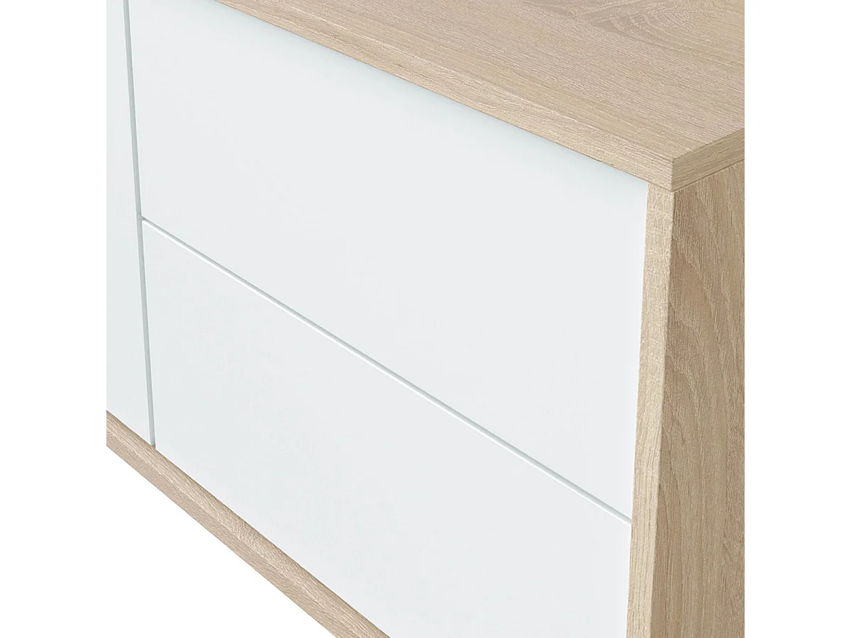 Mobile porta TV moderno soggiorno salotto camera letto BIANCO + ROVERE 130 X 41 X 47 cm 016622F