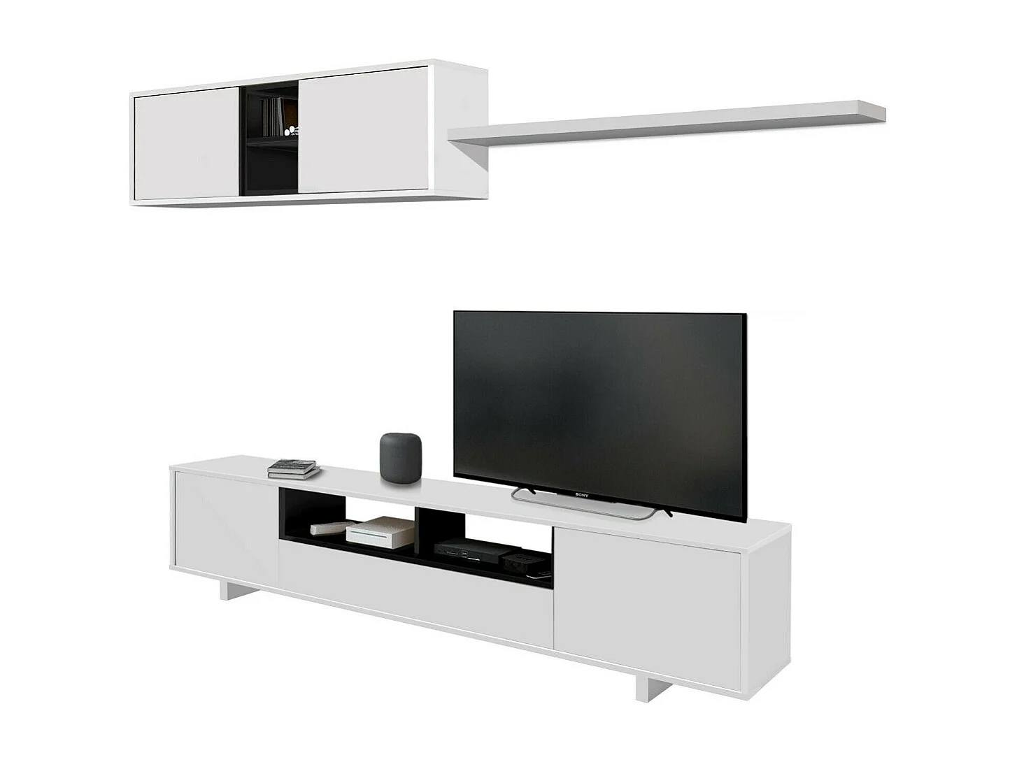 Parete attrezzata soggiorno moderna mobile TV pensile sala pranzo salotto BIANCO 200 X 41 X 46 cm - 0Z6682BO