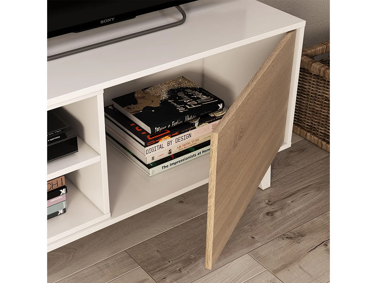 Parete attrezzata soggiorno moderna mobile TV pensile sala pranzo salotto ROVERE+BIANCO 180 X 41 X 51 cm 0F6634BO