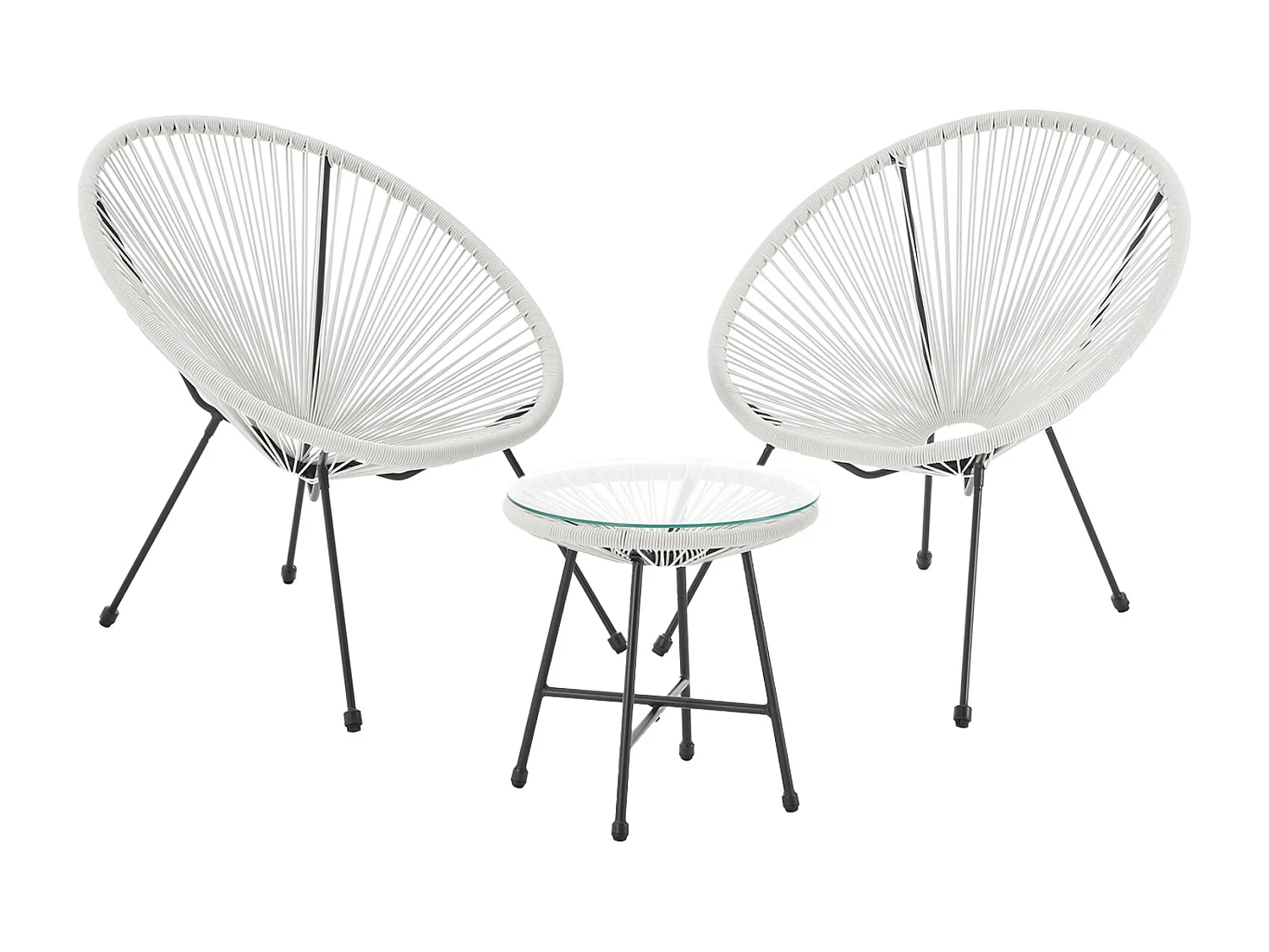 Ensemble de meubles de balcon SVITA BALI Ensemble de salon Relax Egg-Chair en osier Design Blanc