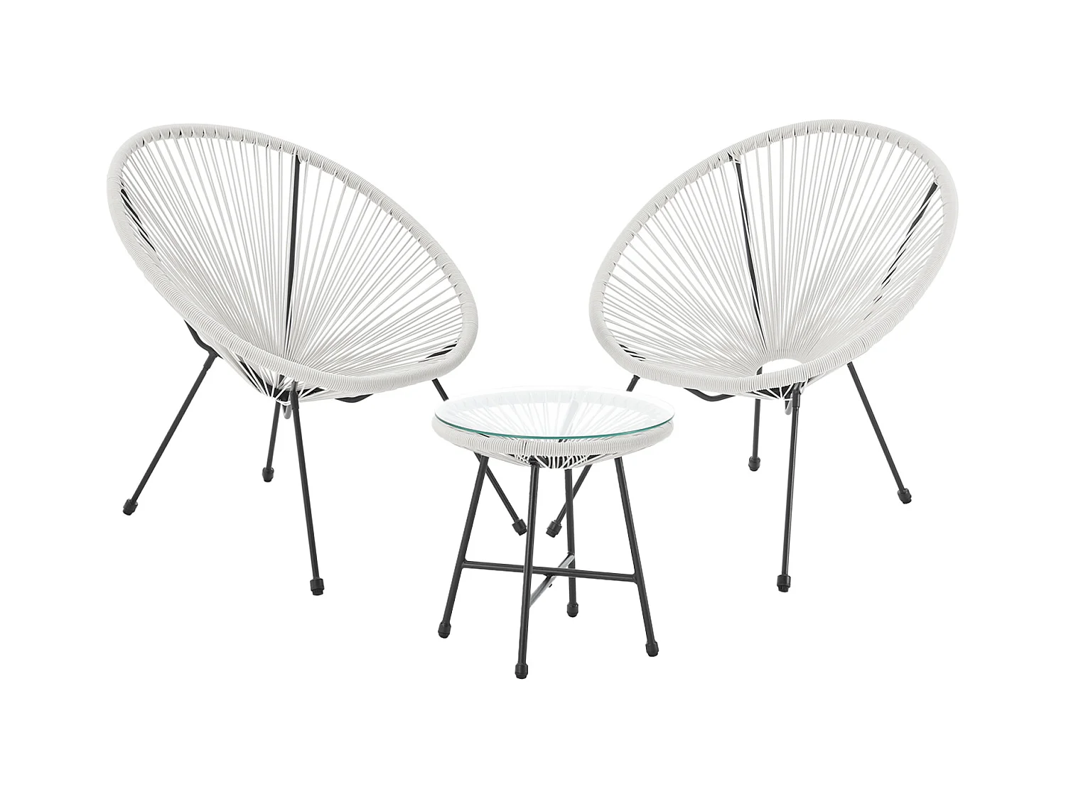 Ensemble de meubles de balcon SVITA BALI Ensemble de salon Relax Egg-Chair en osier Design Blanc