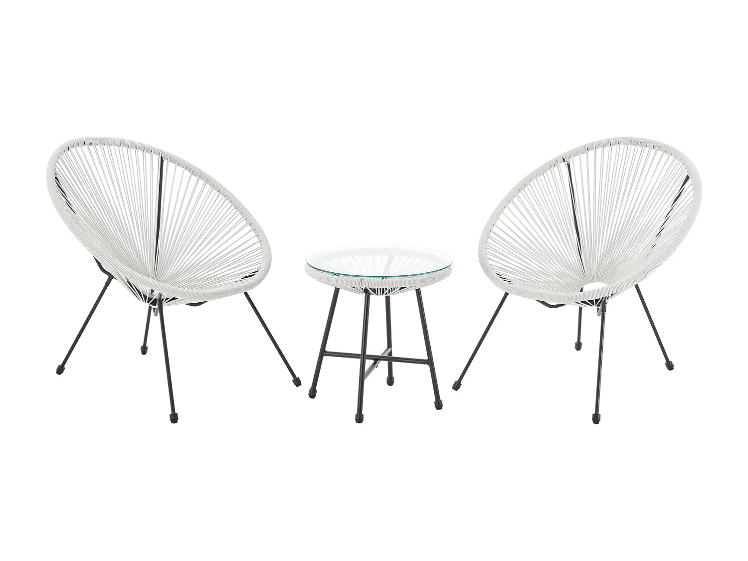 Ensemble de meubles de balcon SVITA BALI Ensemble de salon Relax Egg-Chair en osier Design Blanc