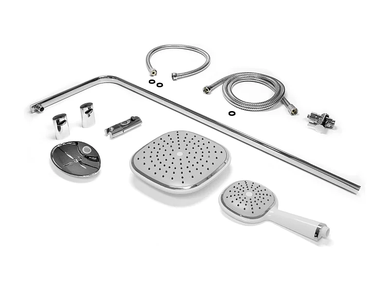 Kit système de douche baignoires effet pluie robinetterie douchette ovale blanc