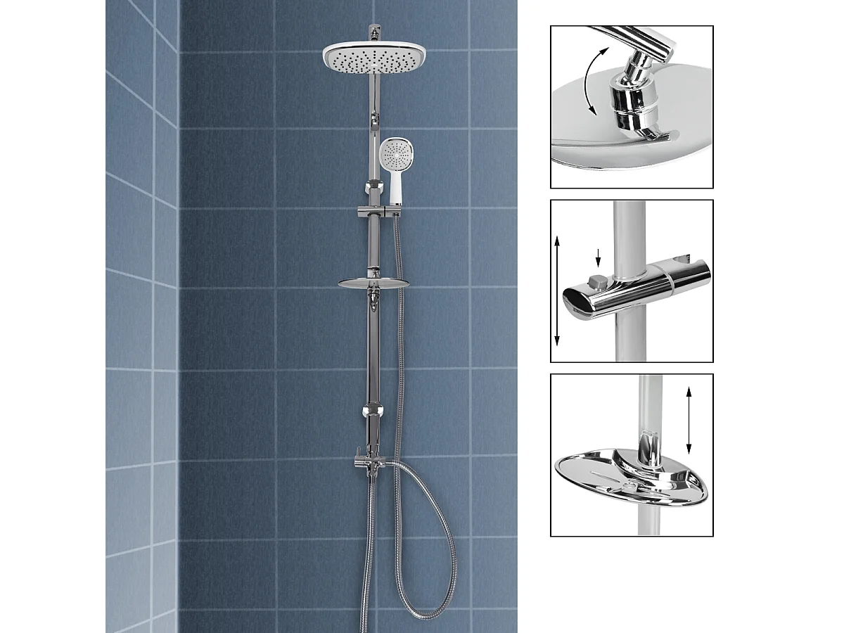 Kit système de douche baignoires effet pluie robinetterie douchette ovale blanc