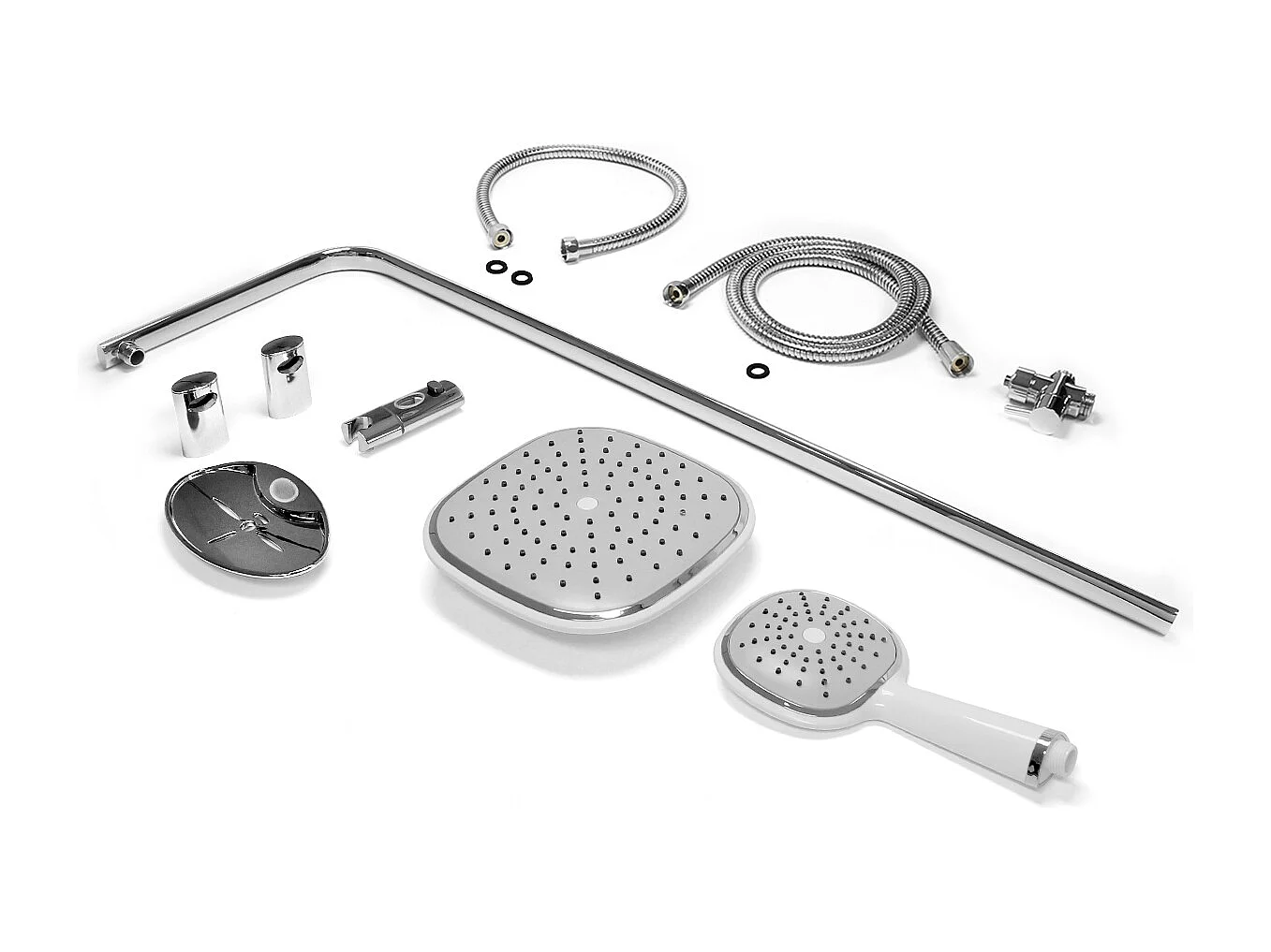 Kit système de douche baignoires effet pluie robinetterie douchette ovale blanc