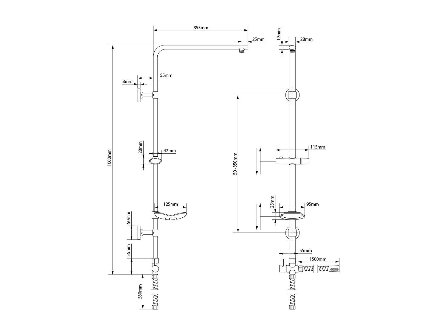 Kit système de douche baignoires effet pluie robinetterie douchette ovale blanc
