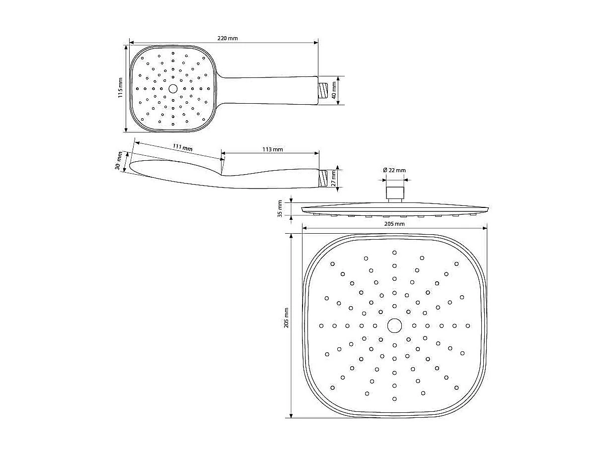 Kit système de douche baignoires effet pluie robinetterie douchette ovale blanc
