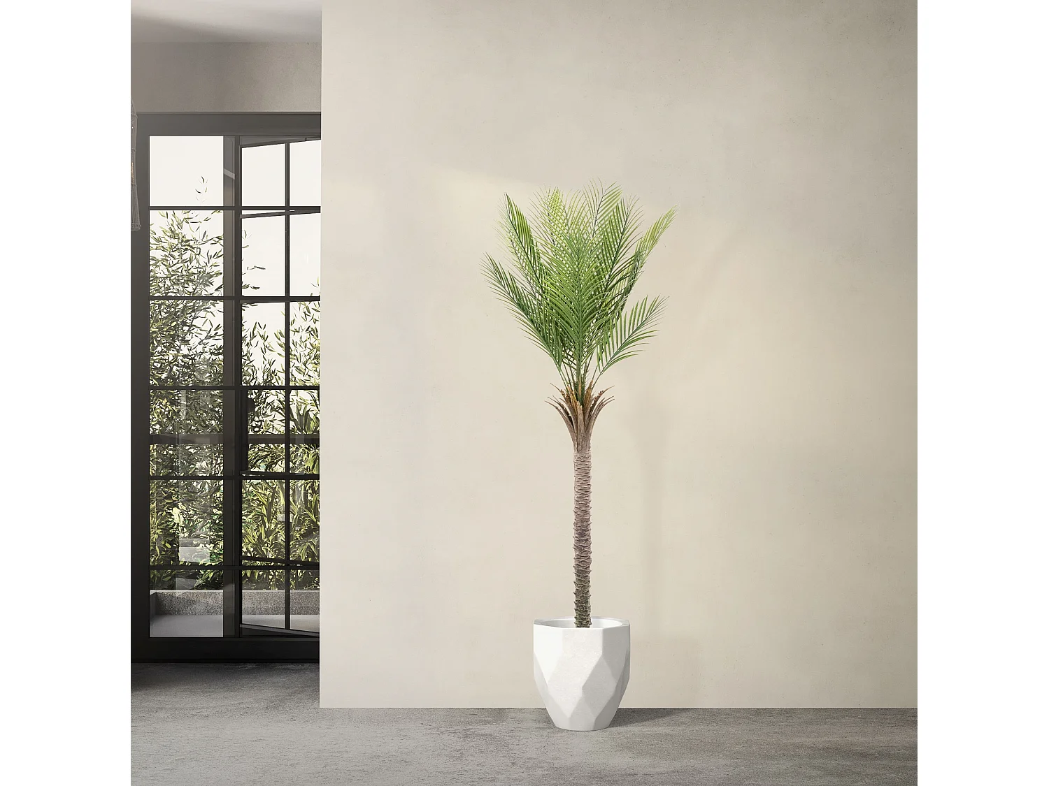 Palmera artificial ML-Design de 180 cm, planta artificial grande, palmera tropical artificial, planta artificial, planta falsa decorativa