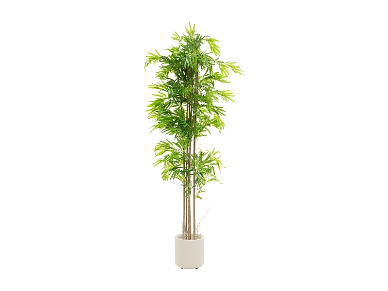 ML-Design Bambú artificial 210 cm, Planta artificial grande, Planta artificial con tallo de madera auténtica