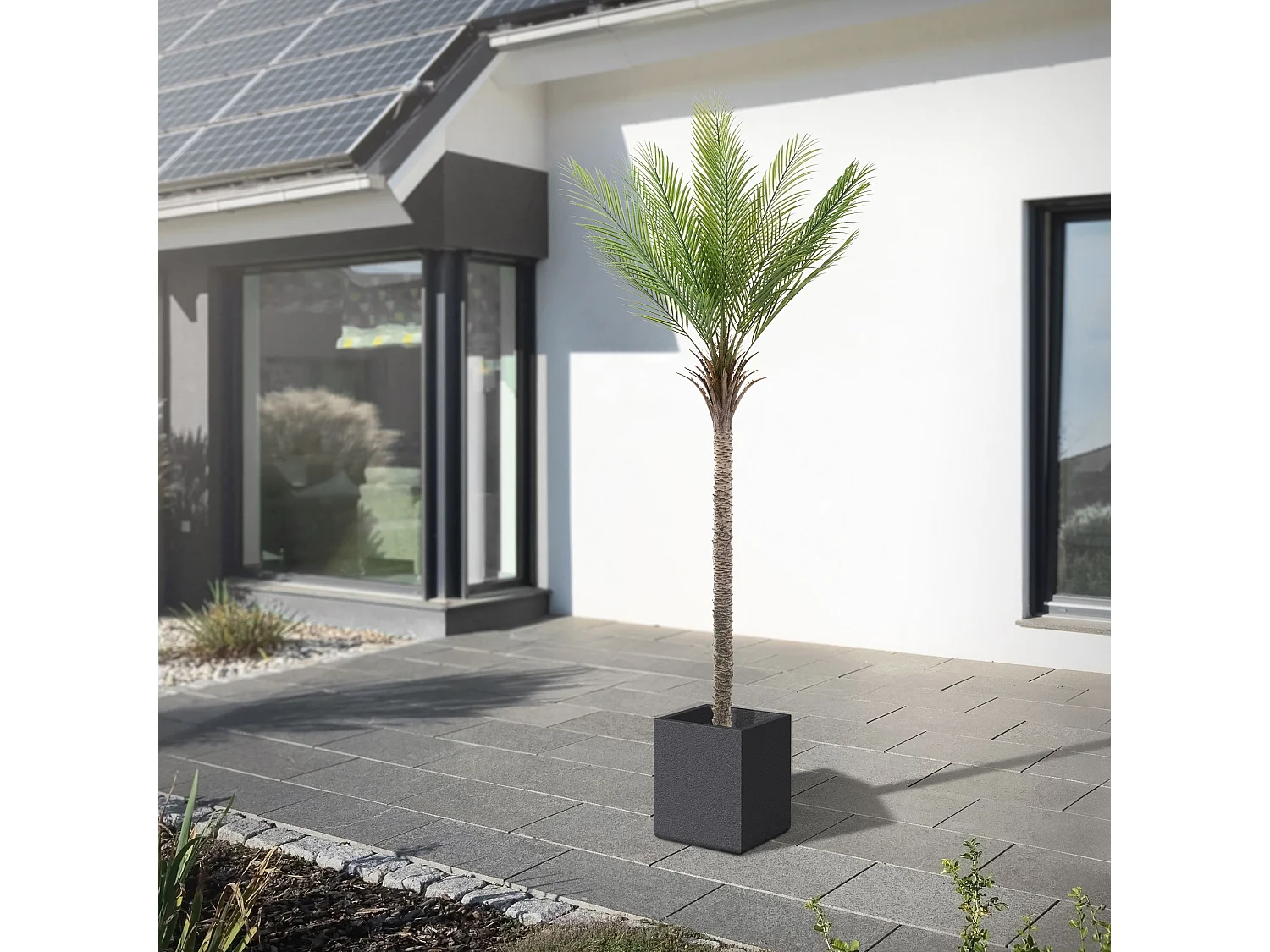 ML-Design Palmera Artificial 210 cm, Planta Artificial Grande, Palmera Tropical Artificial, Planta Artificial, Planta Falsa Deko