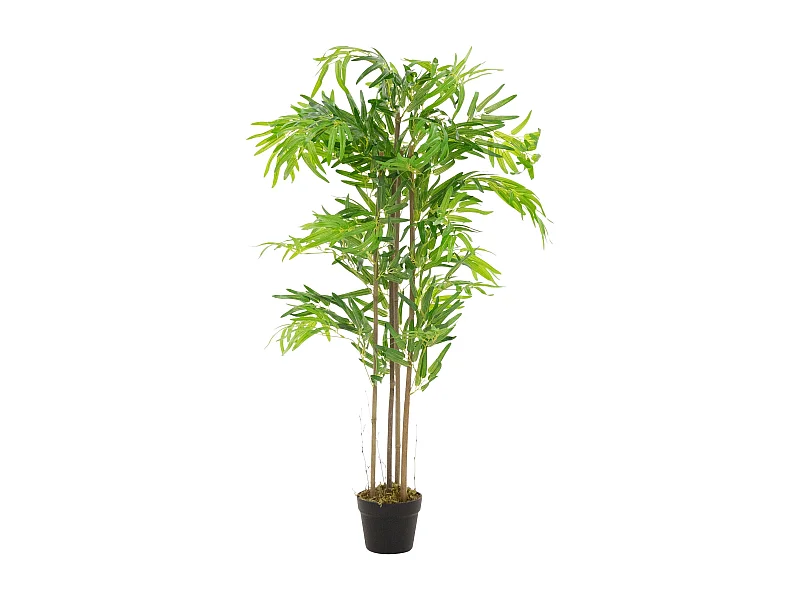 ML-Design Bambú artificial 120 cm, Planta artificial grande, Planta artificial con tallo de madera auténtica