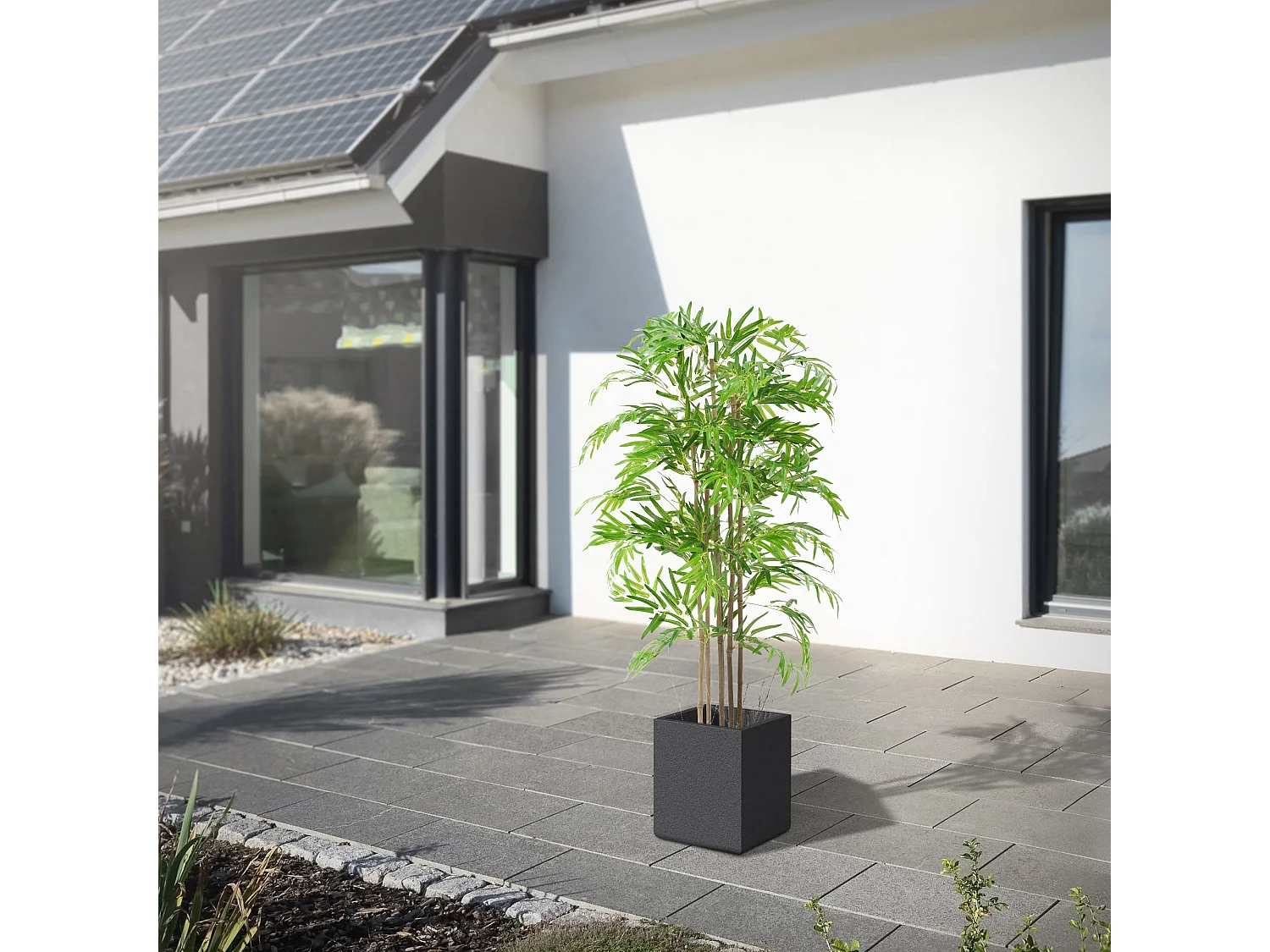 Bambou artificiel 150 cm, Plante artificielle grande, Plante artificielle avec tige en bois véritable
