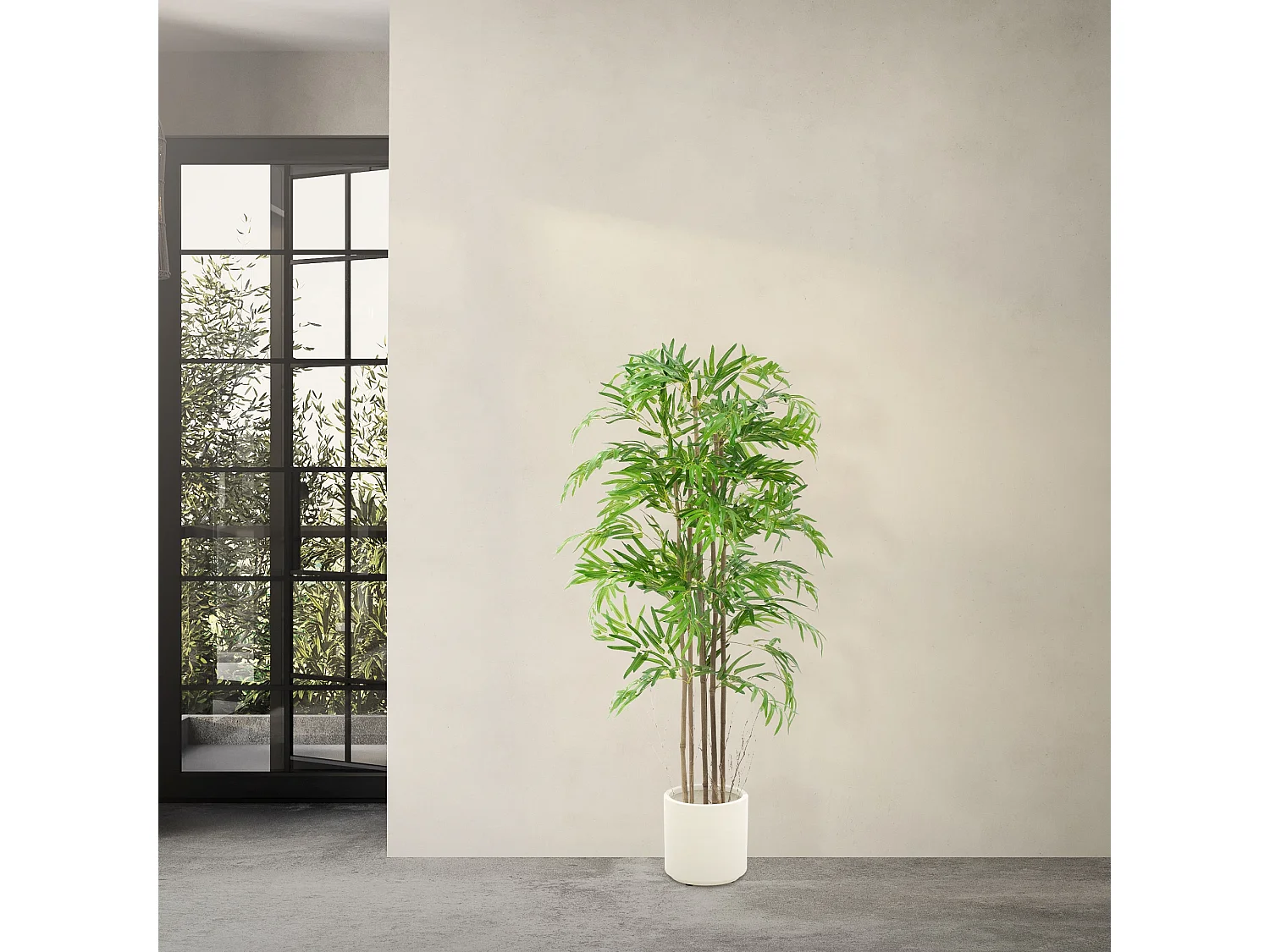 Bambou artificiel 150 cm, Plante artificielle grande, Plante artificielle avec tige en bois véritable