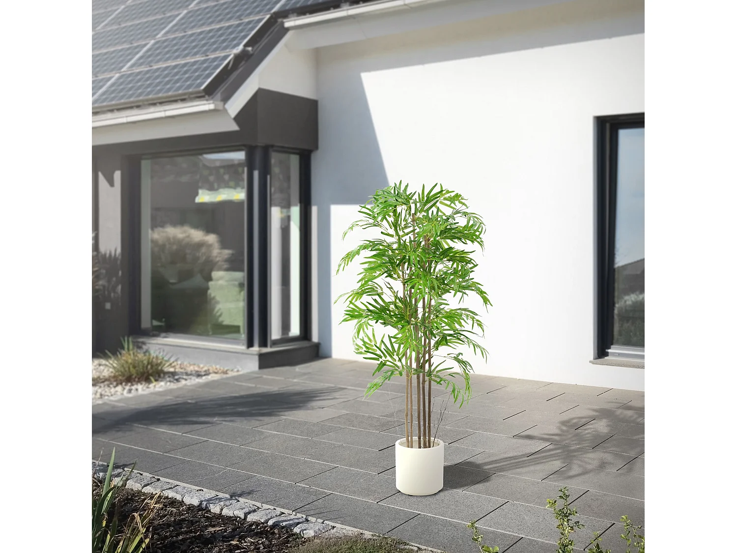 Bambou artificiel 150 cm, Plante artificielle grande, Plante artificielle avec tige en bois véritable