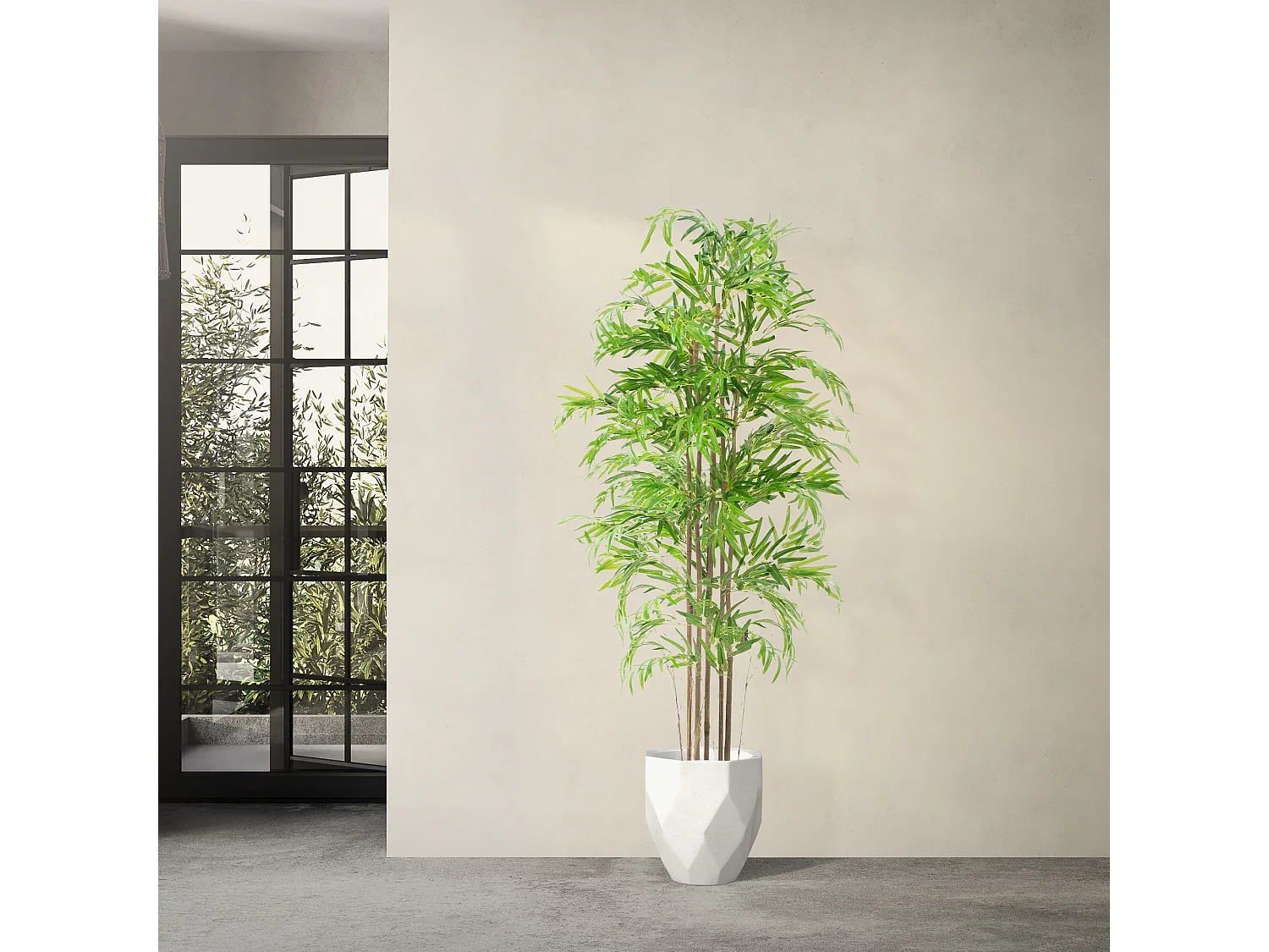 Bambou artificiel 180 cm, Plante artificielle grande, Plante artificielle avec tige en bois véritable