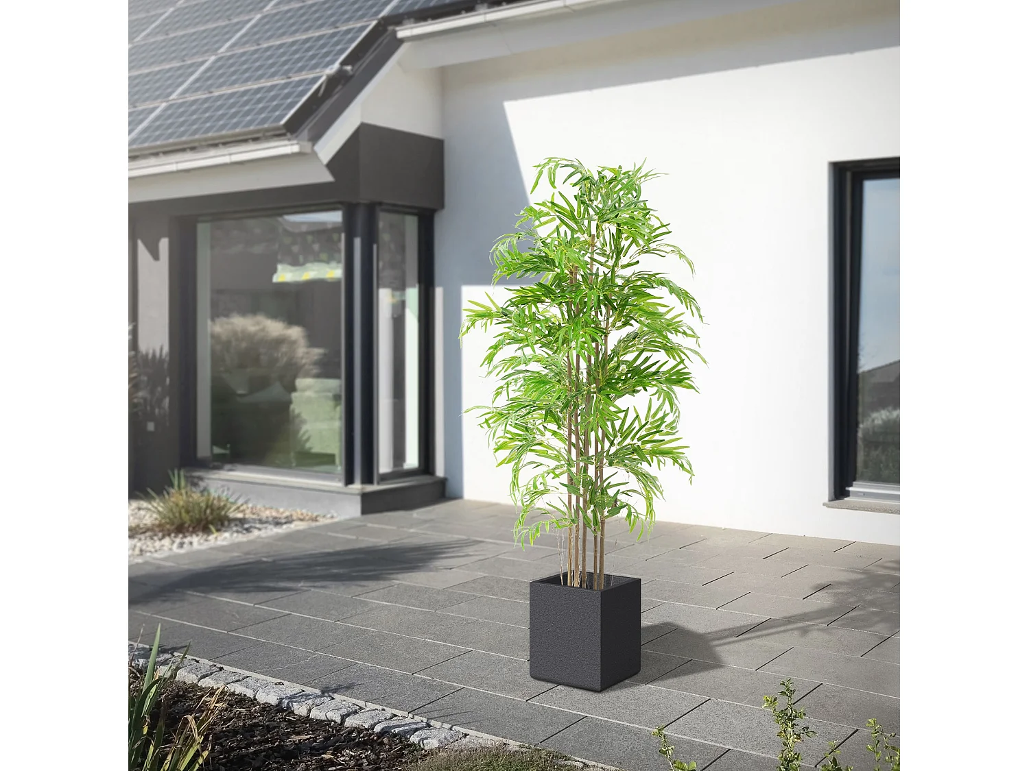 Bambou artificiel 180 cm, Plante artificielle grande, Plante artificielle avec tige en bois véritable