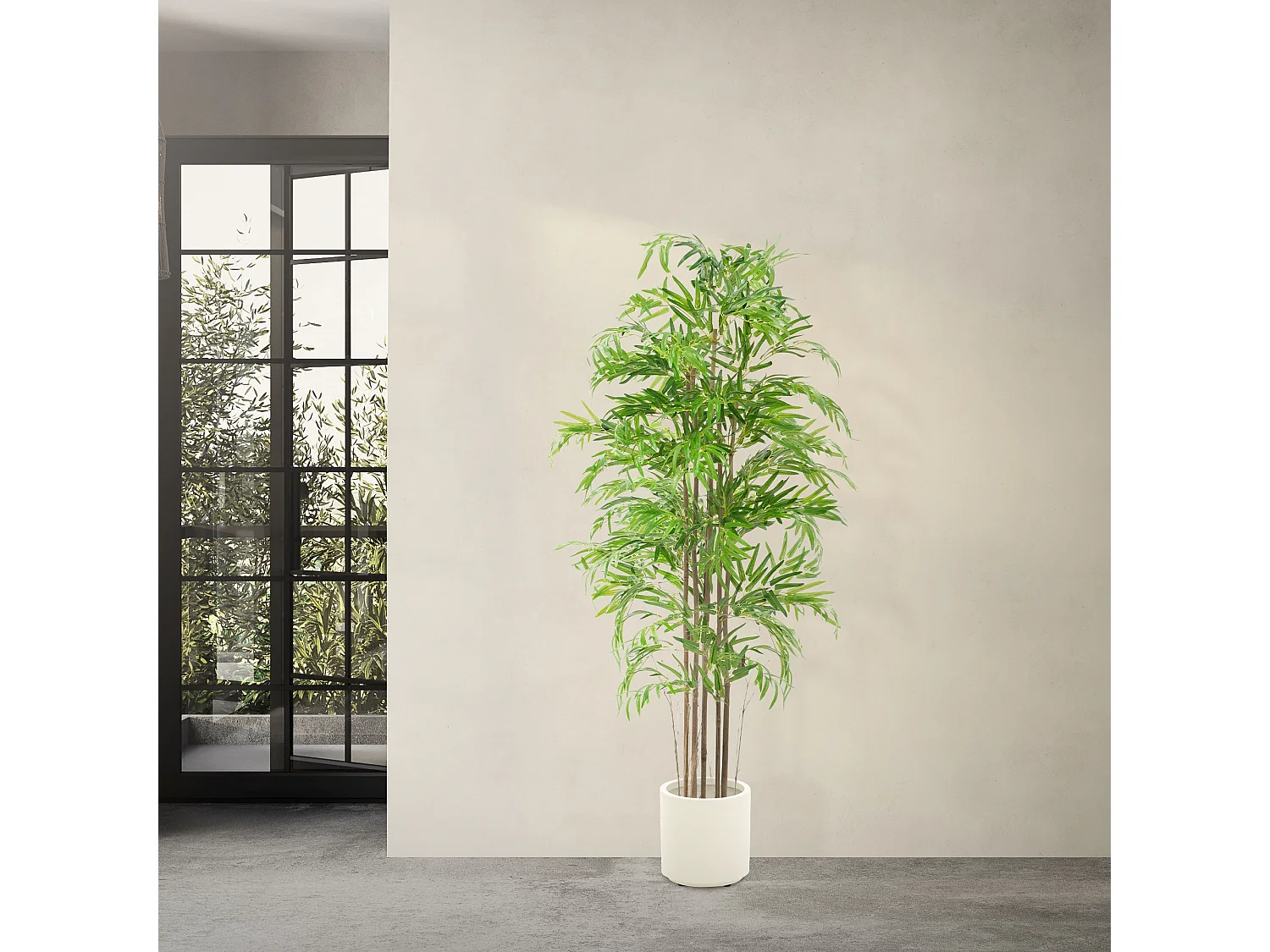 Bambou artificiel 180 cm, Plante artificielle grande, Plante artificielle avec tige en bois véritable