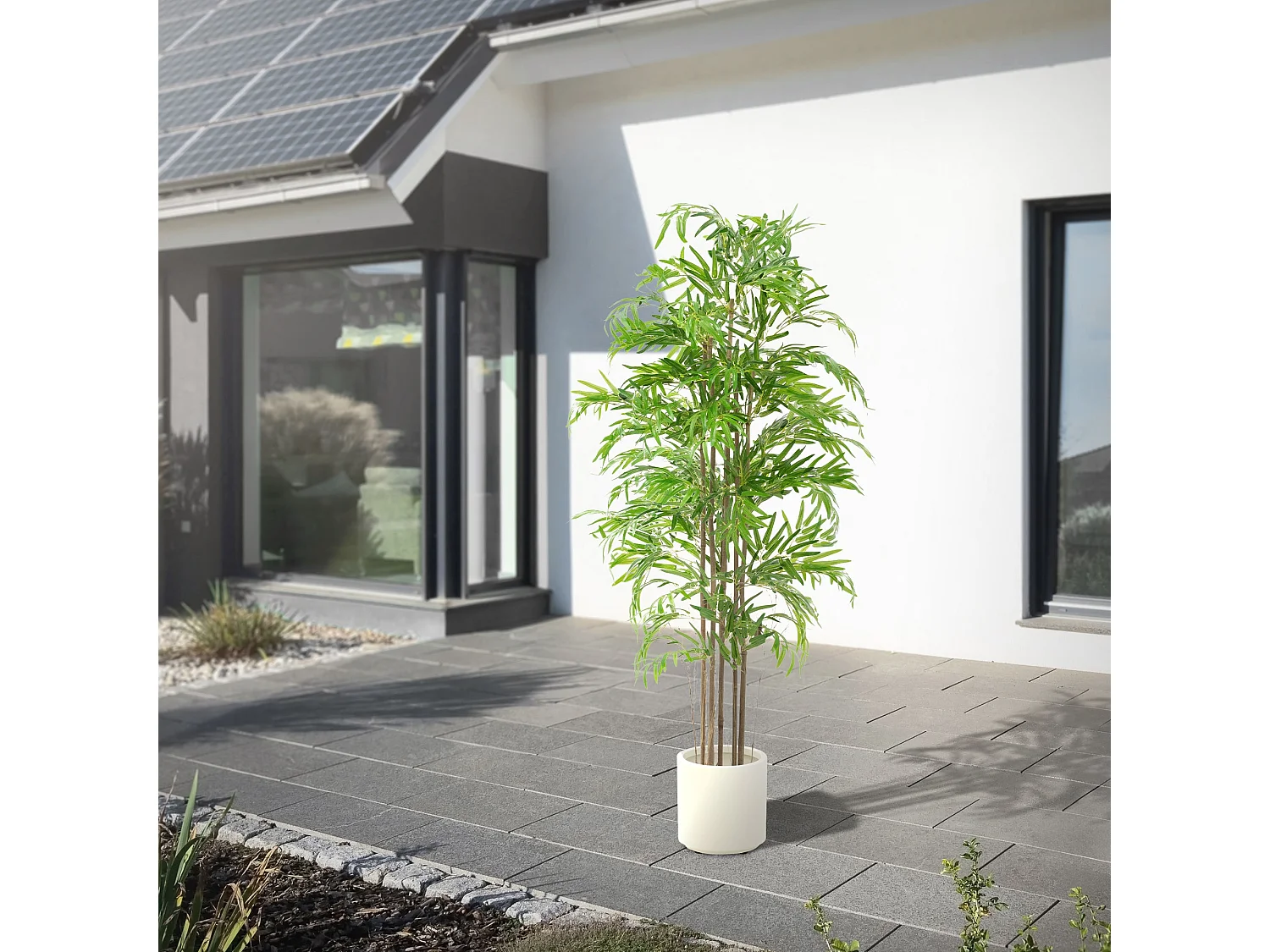Bambou artificiel 180 cm, Plante artificielle grande, Plante artificielle avec tige en bois véritable