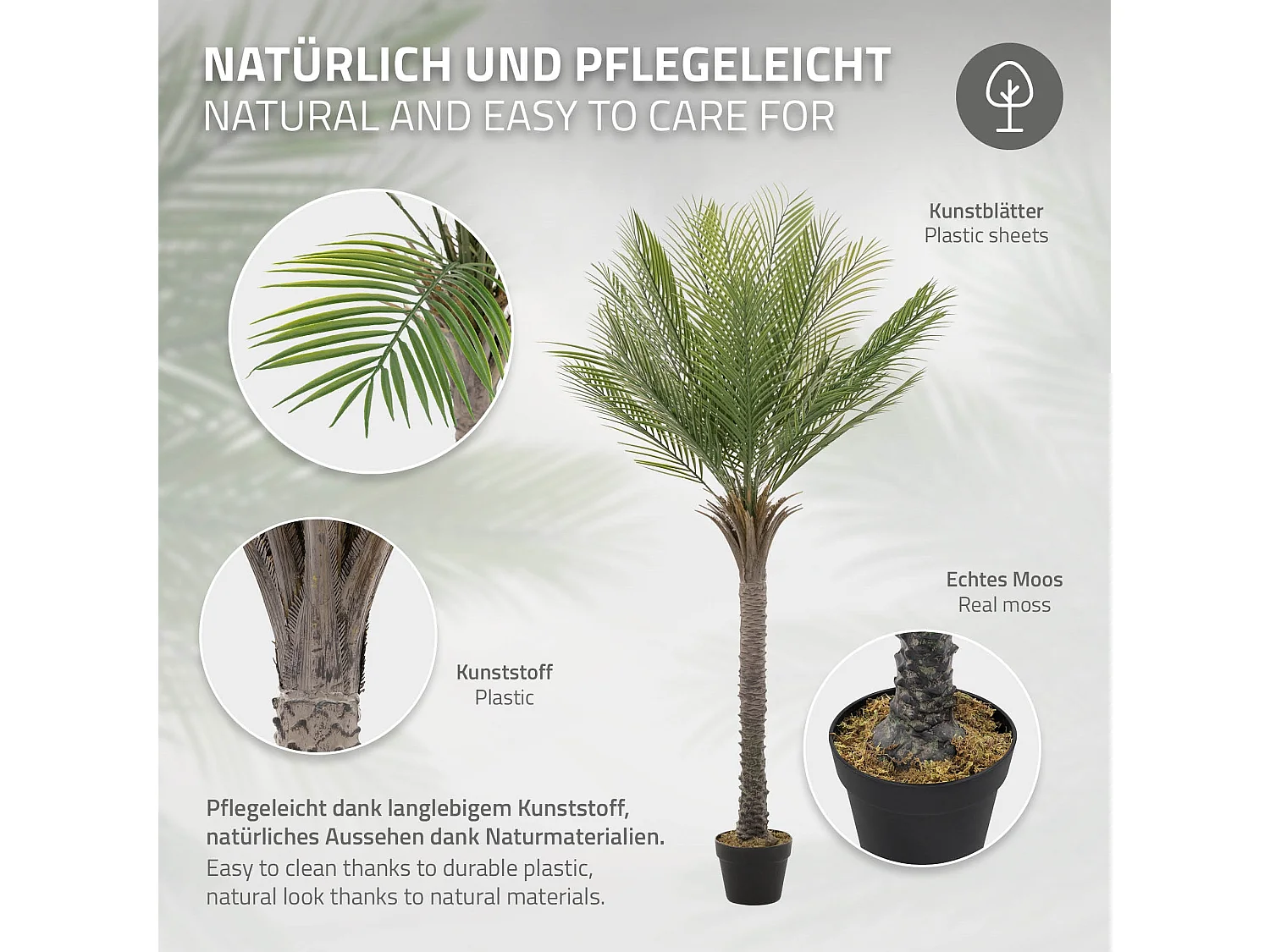 Palmier artificiel 150 cm, Plante artificielle grande, Palmier tropical artificiel, Plante artificielle,  Plant Deko