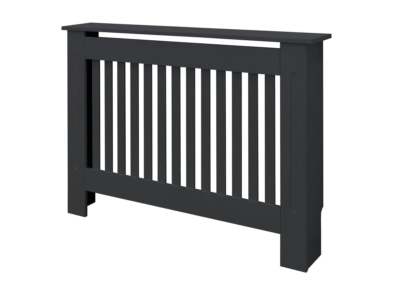 Cache-radiateur 112x19x82 cm anthracite à lattes verticales avec une surface d'étagère habillage robuste en bois MDF matériel de montage mural inclus