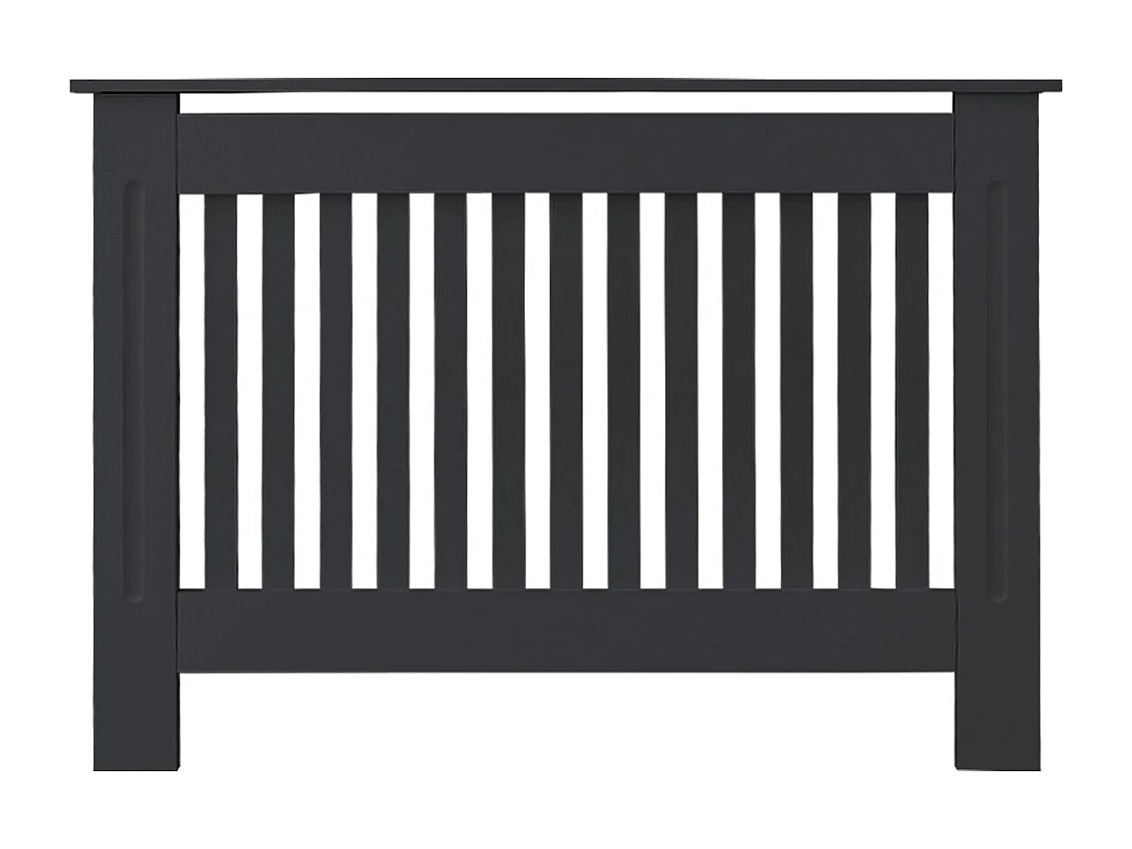 Cache-radiateur 112x19x82 cm anthracite à lattes verticales avec une surface d'étagère habillage robuste en bois MDF matériel de montage mural inclus