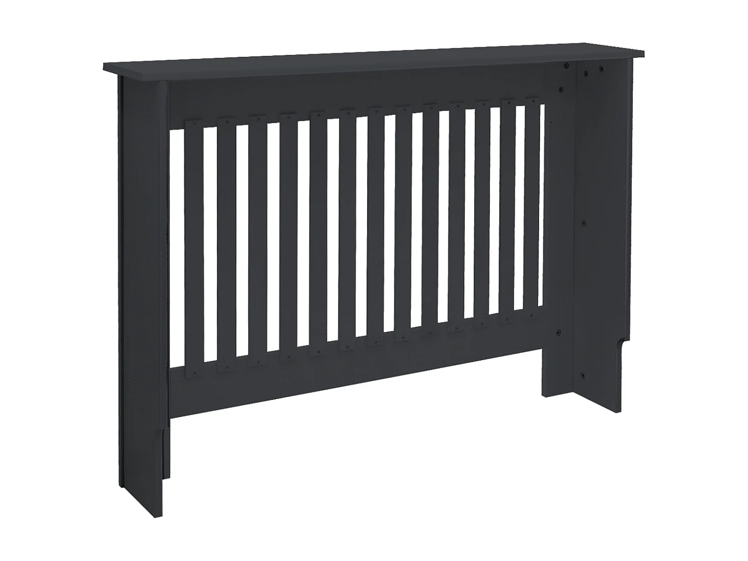 Cache-radiateur 112x19x82 cm anthracite à lattes verticales avec une surface d'étagère habillage robuste en bois MDF matériel de montage mural inclus