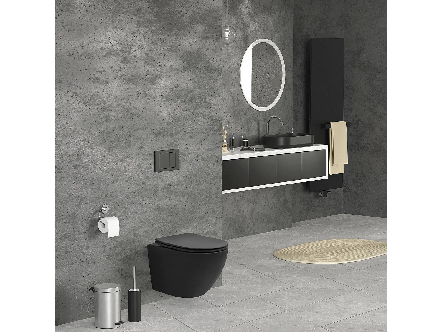 Inodoro suspendido corto nano flush tornado negro con asiento de inodoro Softclose