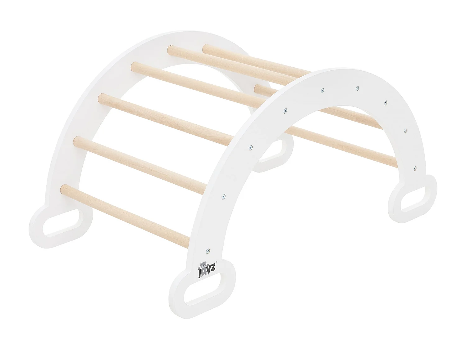 Juguete de motricidad Montessori para niños con triángulo de escalada y tobogán de madera blanco