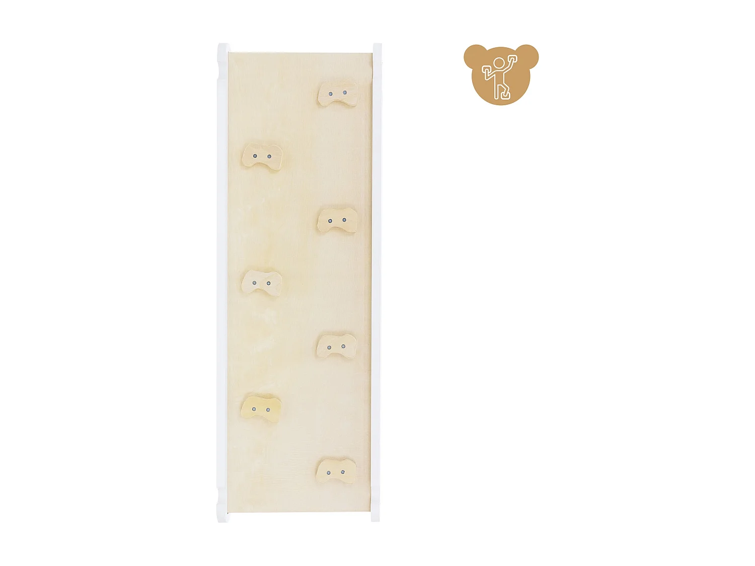 Juguete de motricidad Montessori para niños con triángulo de escalada y tobogán de madera blanco