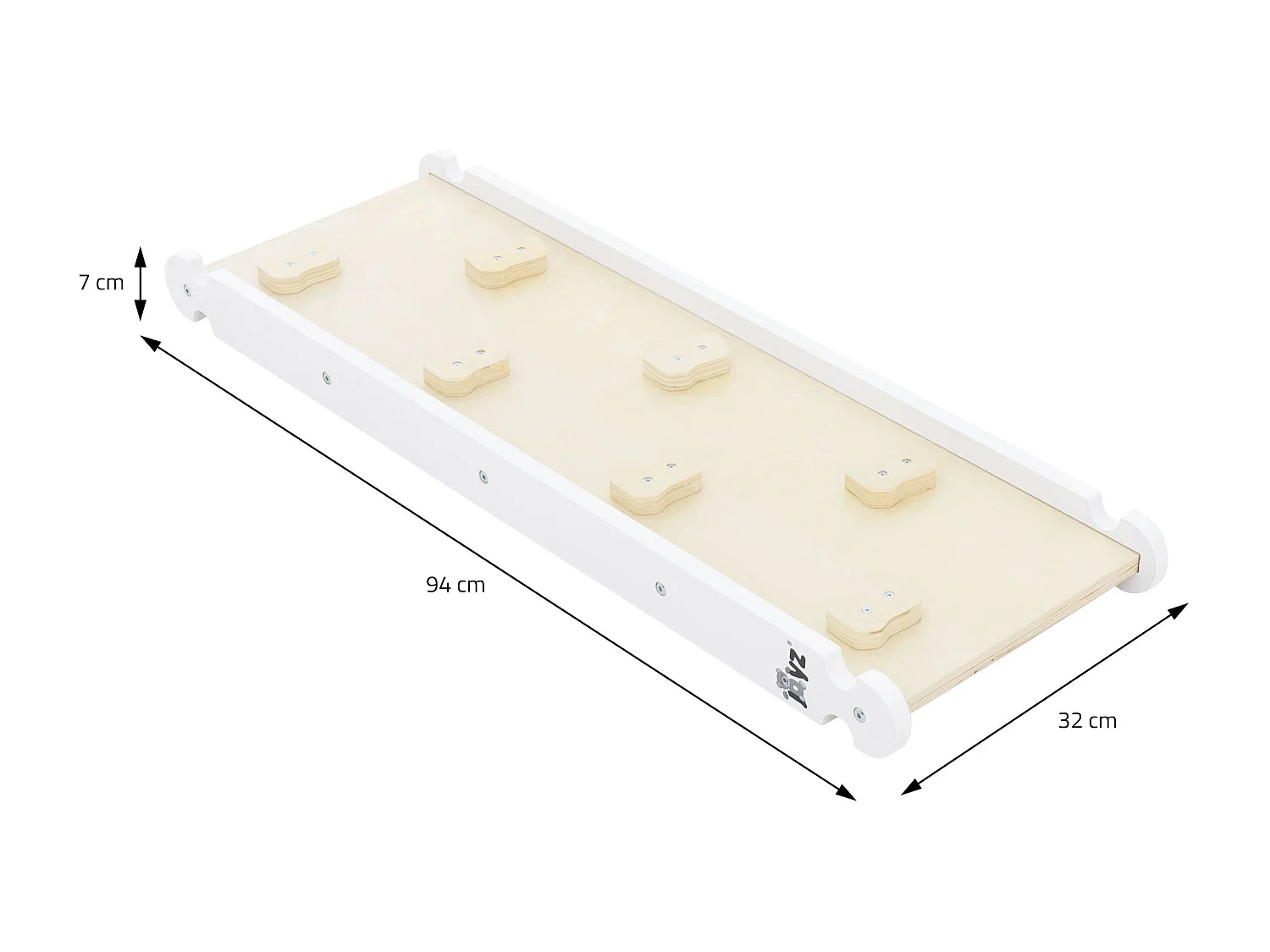 Juguete de motricidad Montessori para niños con triángulo de escalada y tobogán de madera blanco