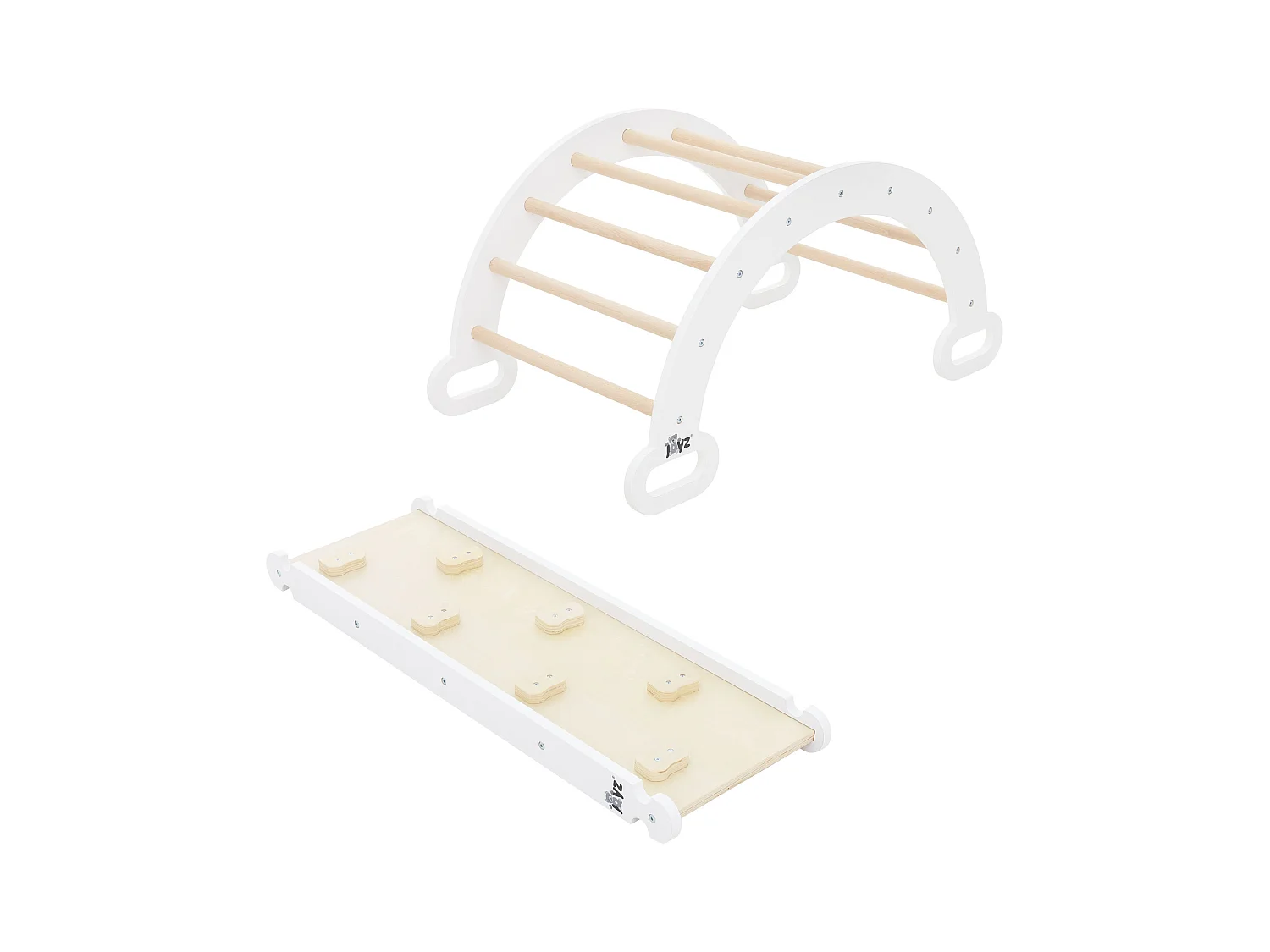 Triangle d'escalade d'enfants + toboggan bois blanc jouet motricité Montessori