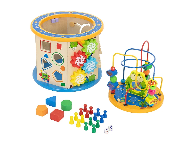 Cubos de madera 8 en 1 para desarrollar habilidades motoras, juguetes para niños, cubos de actividades educativas