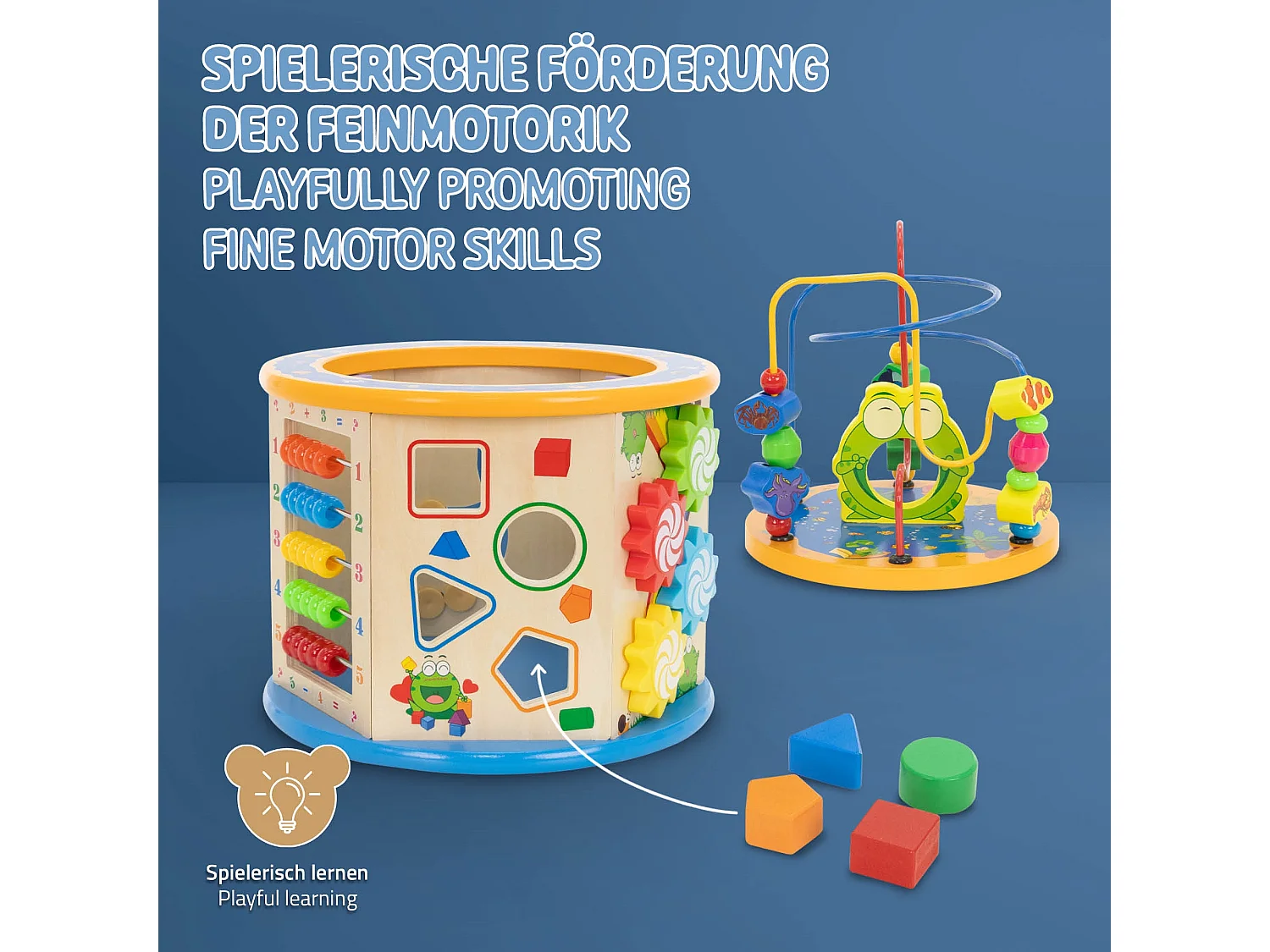 Cube de motricité 8 en 1 en bois jouets pour enfants cubes d'activités éducatif