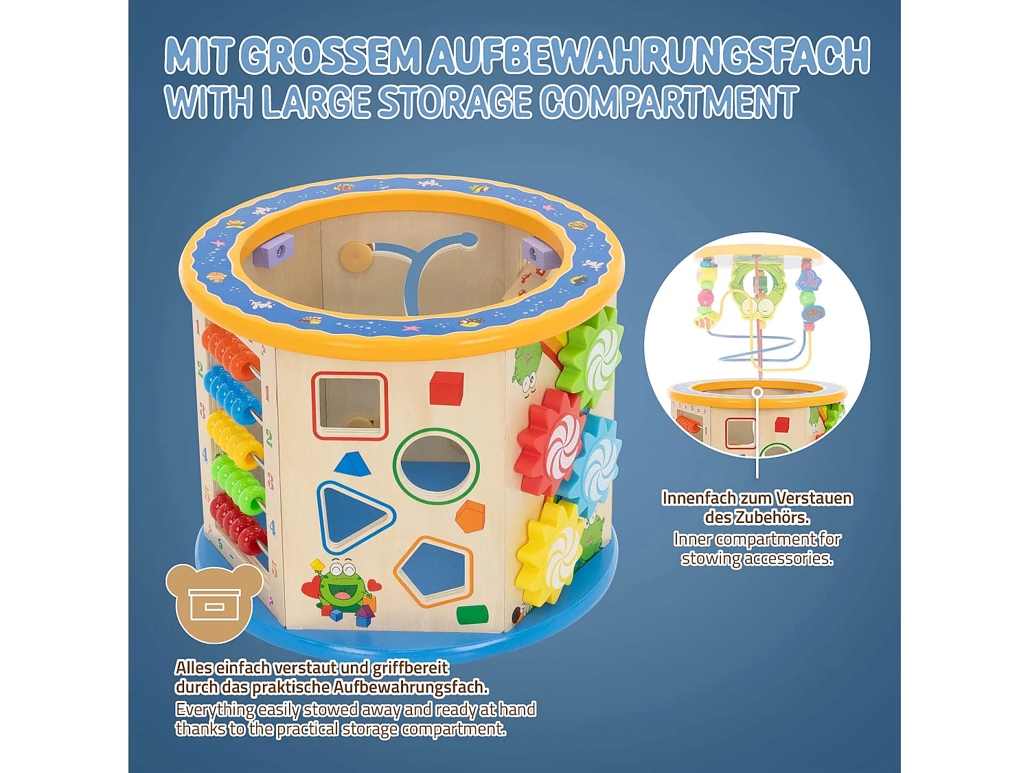 Cube de motricité 8 en 1 en bois jouets pour enfants cubes d'activités éducatif