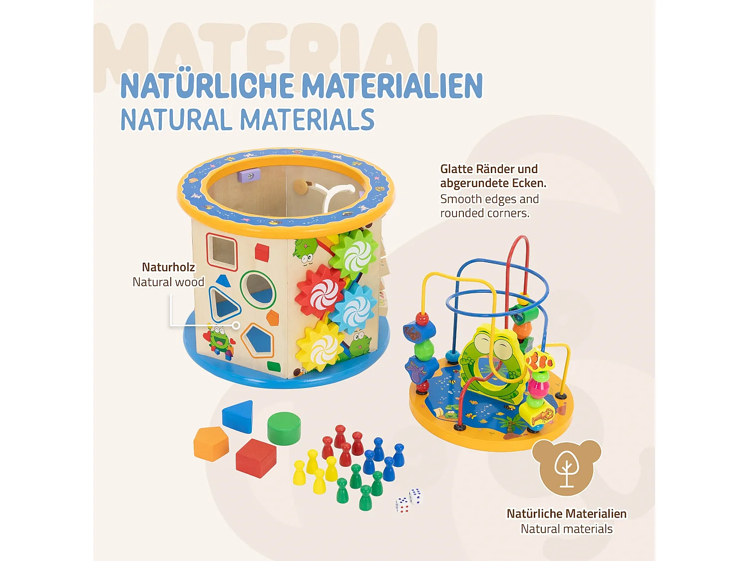 Cube de motricité 8 en 1 en bois jouets pour enfants cubes d'activités éducatif