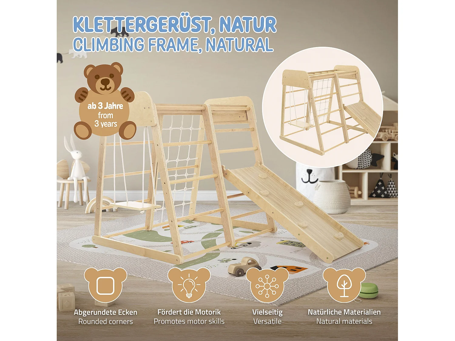 Juego de 6 uds. Columpios y escaleras para escalada en interiores para niños de 3 a 12 años