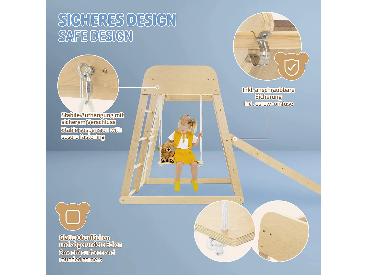 Juego de 6 uds. Columpios y escaleras para escalada en interiores para niños de 3 a 12 años