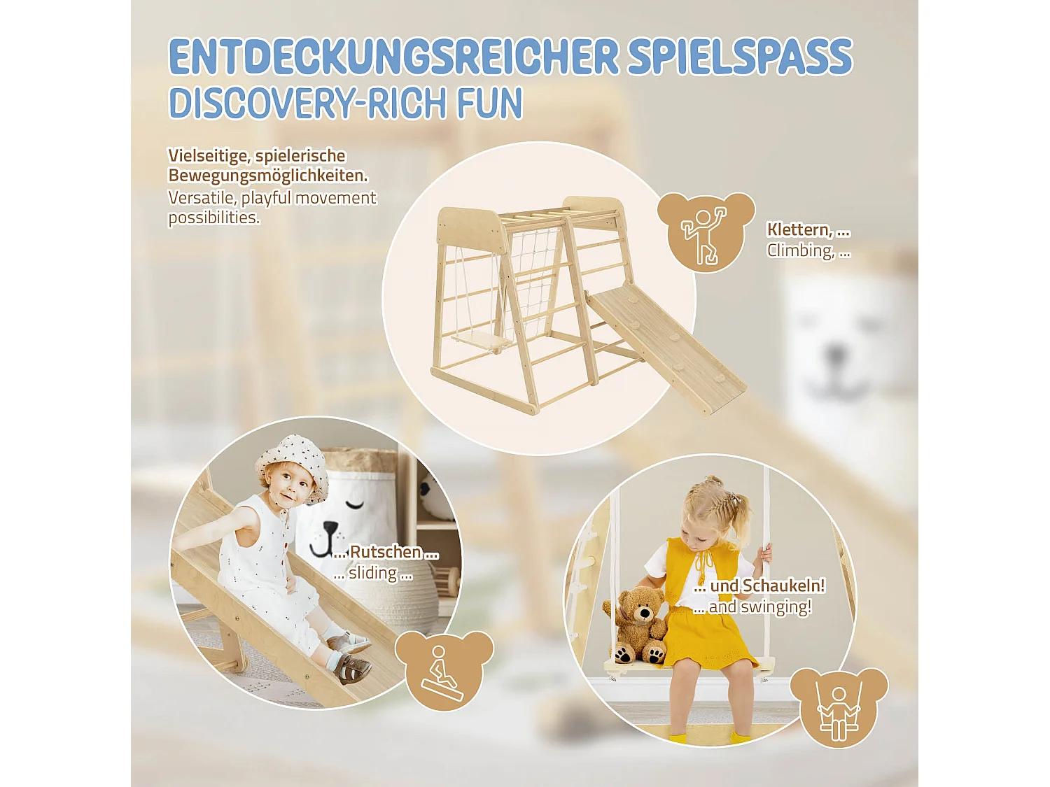 Juego de 6 uds. Columpios y escaleras para escalada en interiores para niños de 3 a 12 años