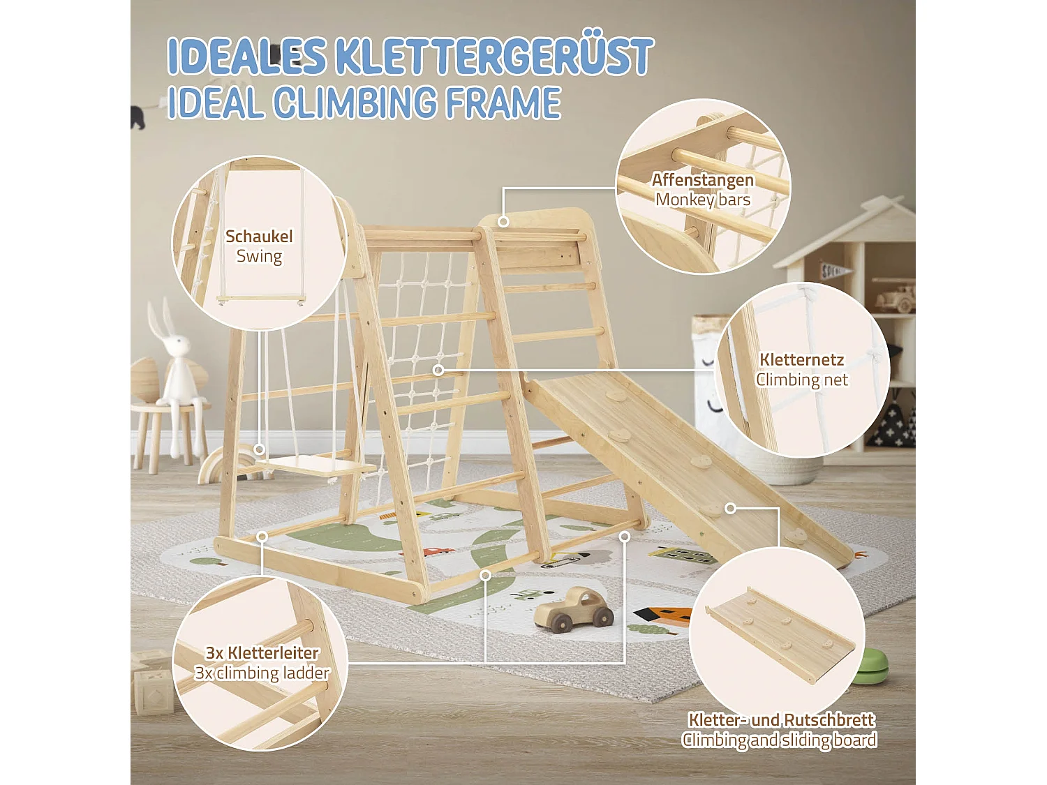 Juego de 6 uds. Columpios y escaleras para escalada en interiores para niños de 3 a 12 años