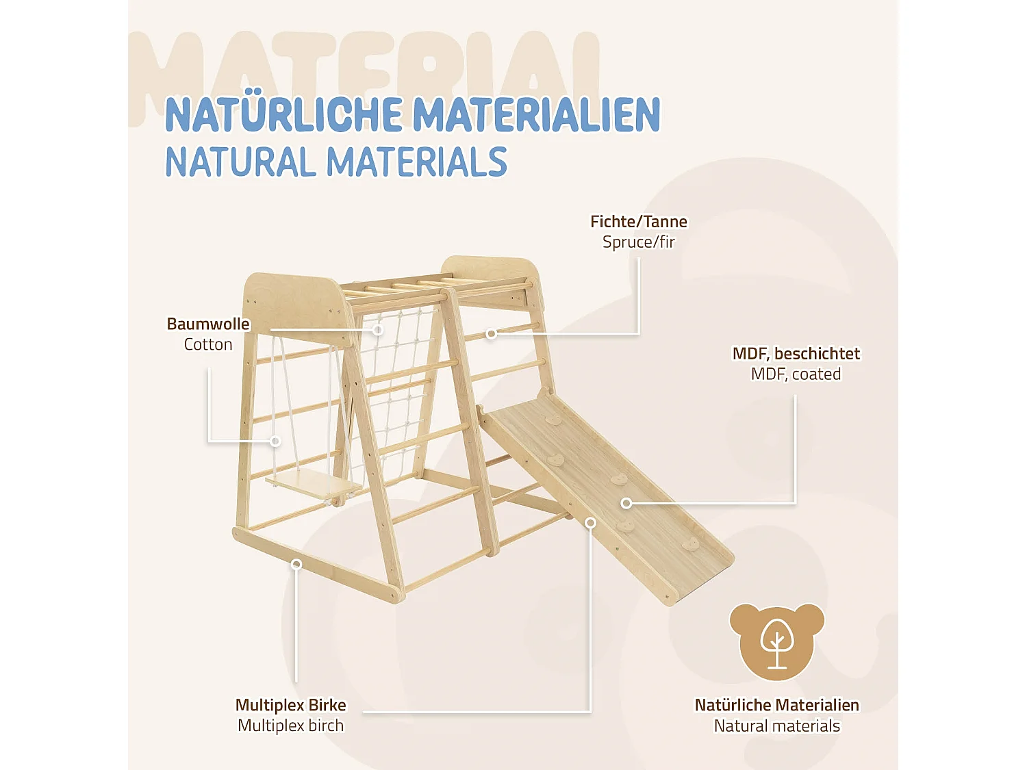 Juego de 6 uds. Columpios y escaleras para escalada en interiores para niños de 3 a 12 años