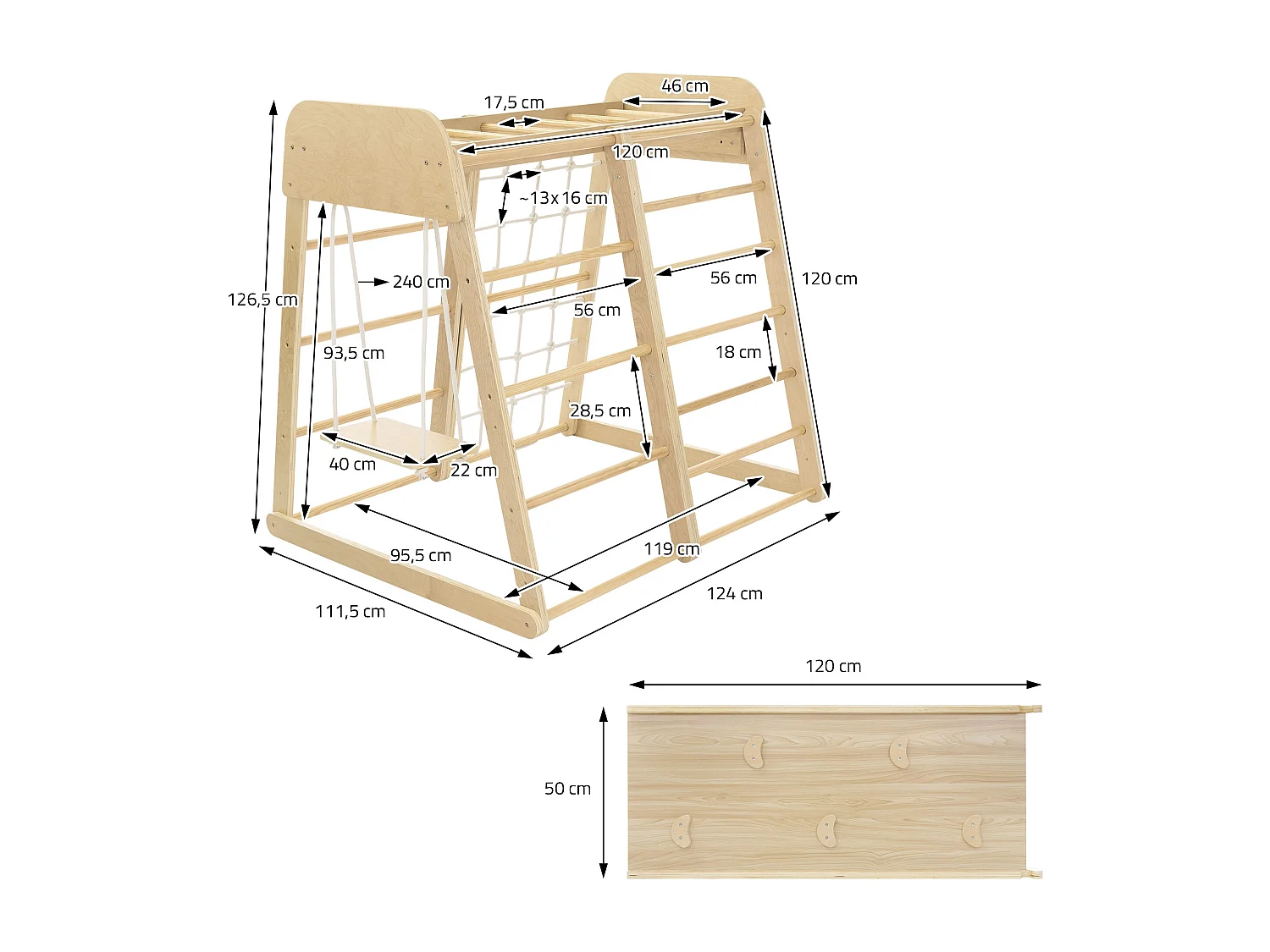 Juego de 6 uds. Columpios y escaleras para escalada en interiores para niños de 3 a 12 años