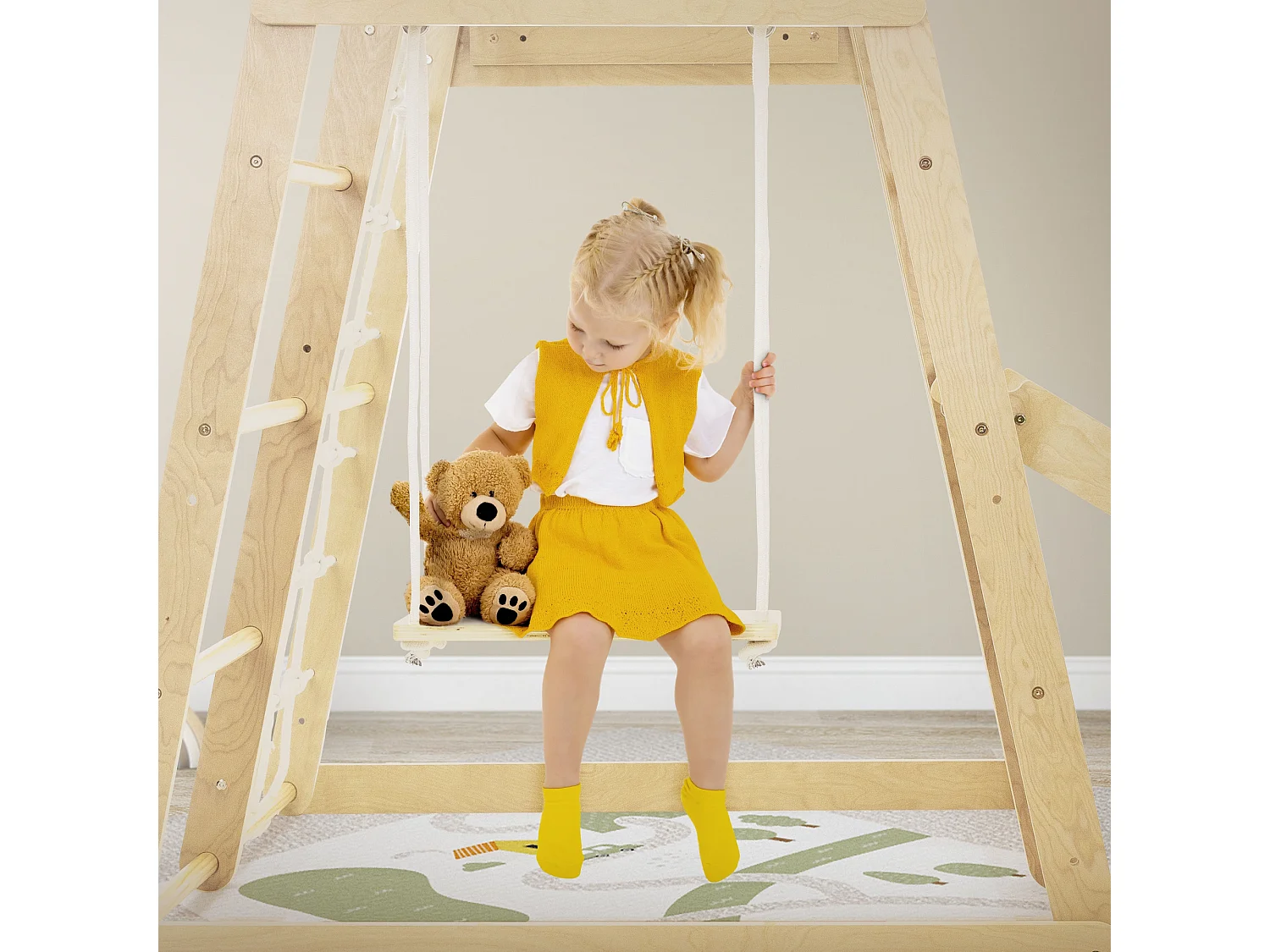 Juego de 6 uds. Columpios y escaleras para escalada en interiores para niños de 3 a 12 años