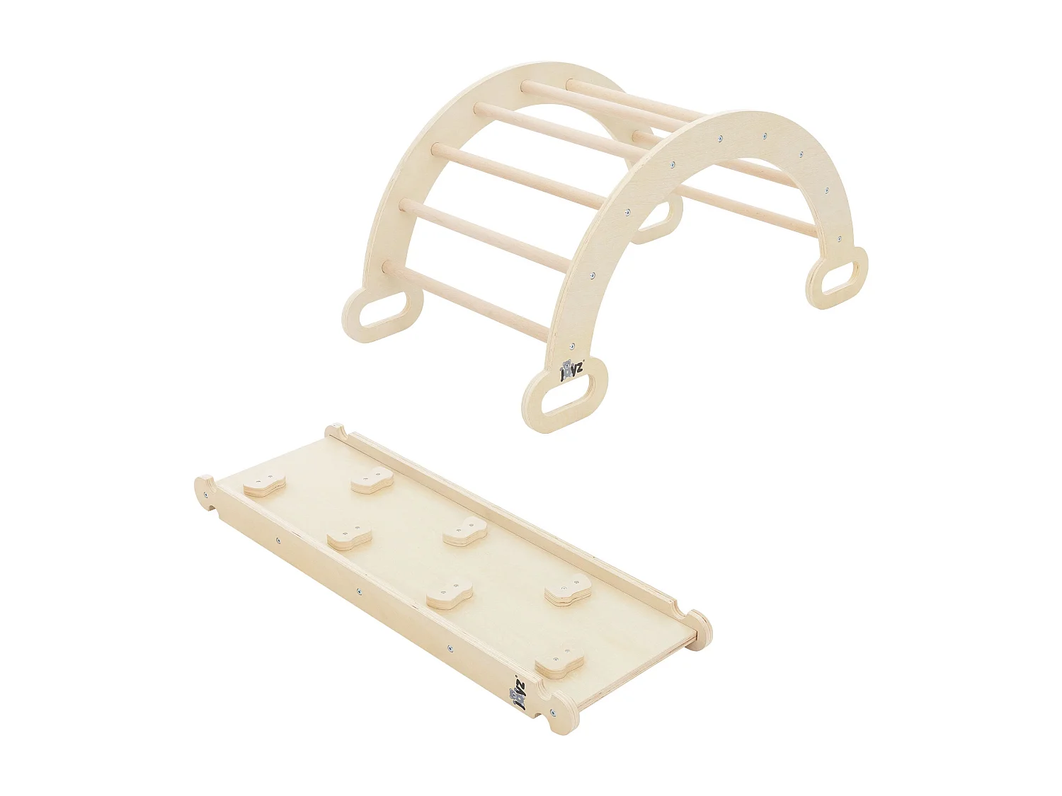 Triángulo de escalada para niños + tobogán de madera natural Juguete de motricidad Montessori