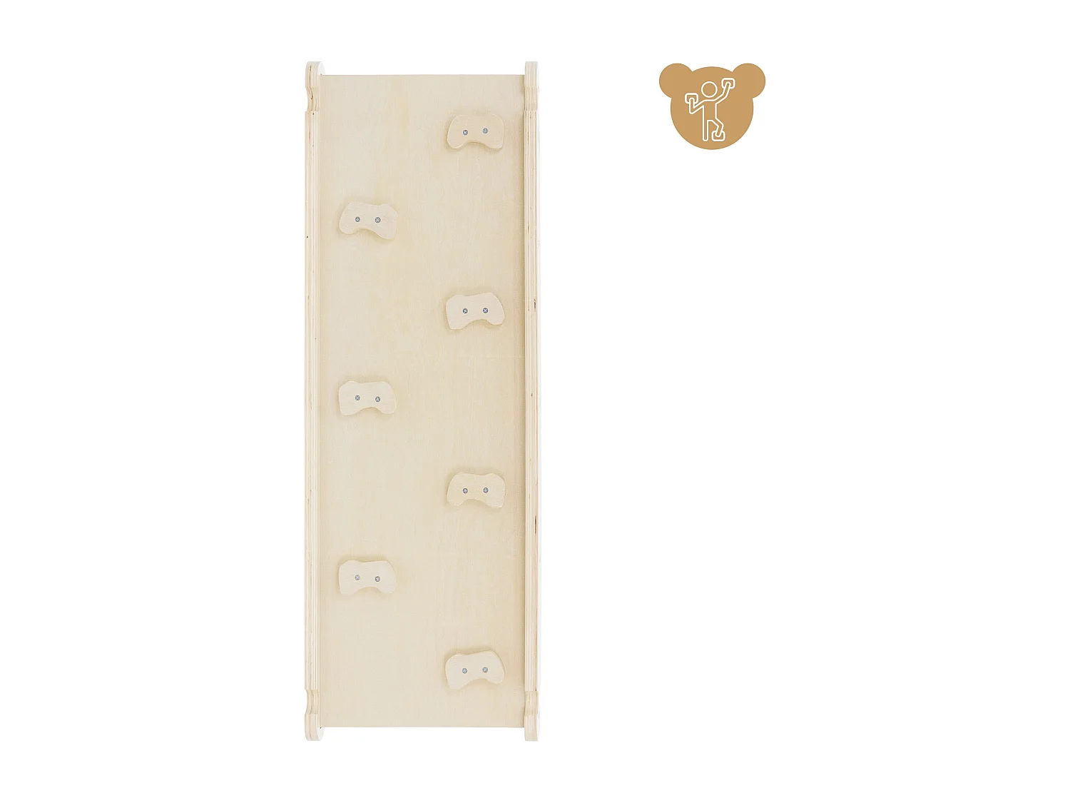 Tobogán de madera natural/blanca para escalada en forma de triángulo para niños